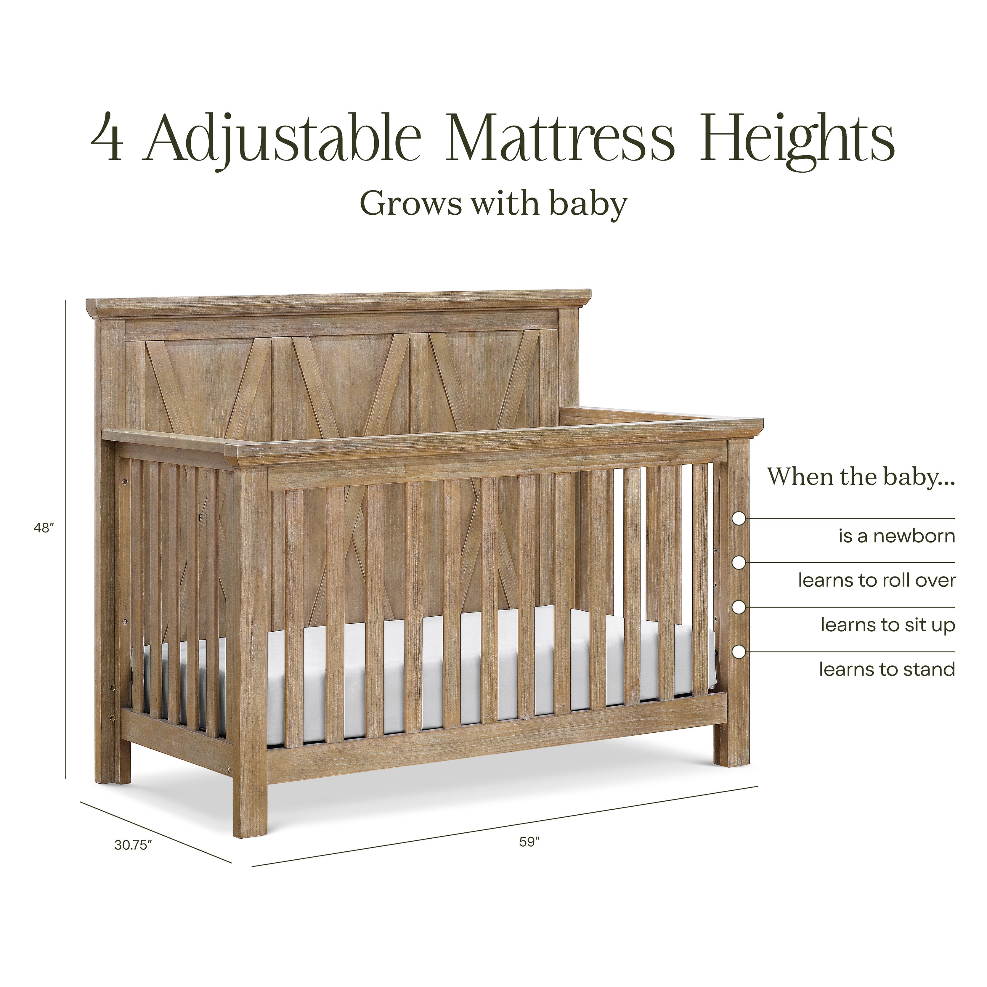 Monogram by Namesake Emory Farmhouse 4-in-1 Convertible Crib | Lullabye Shop
