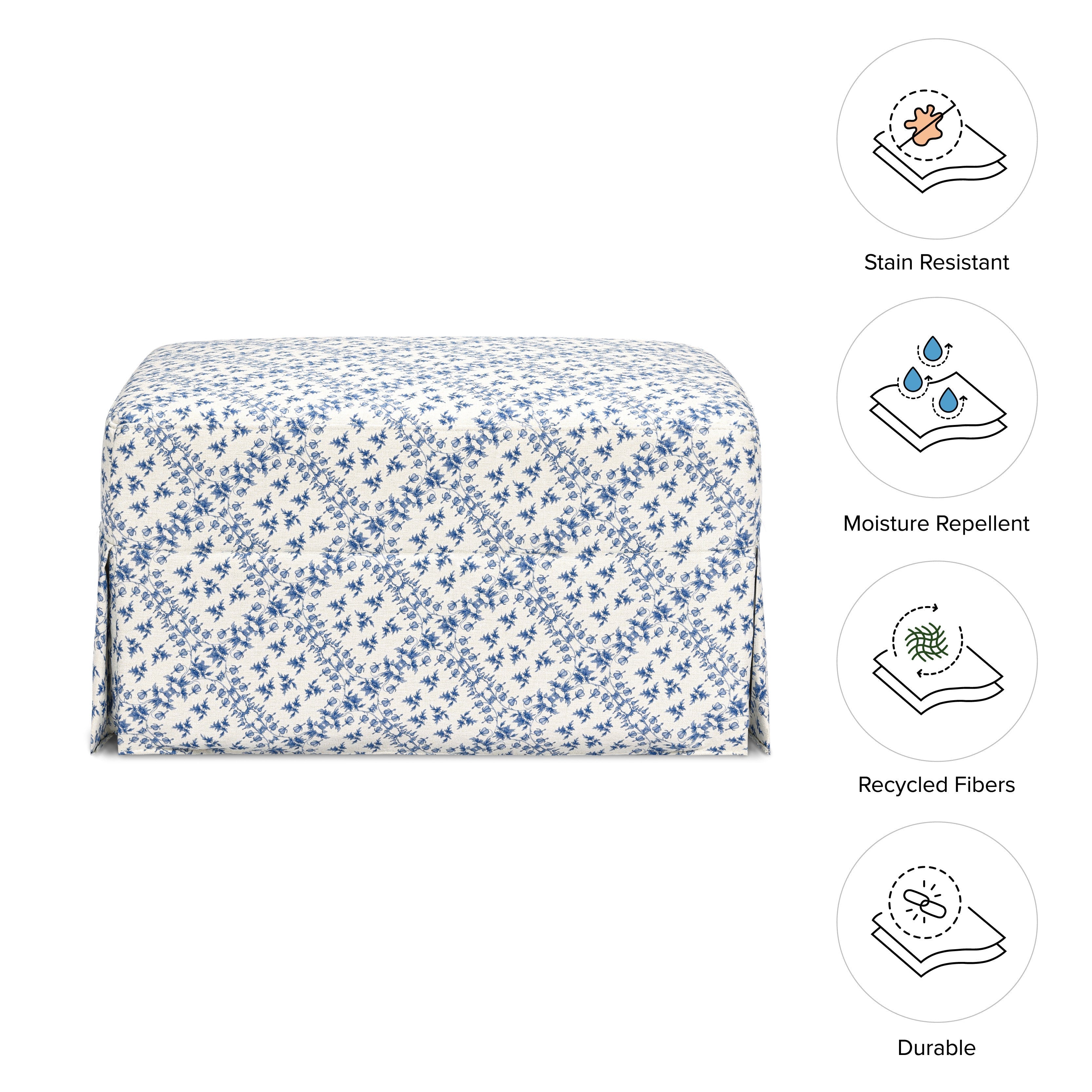 Sarah Flint x Namesake Crawford Gliding Ottoman in Eco-Performance Fabric | Water Repellent & Stain Resistant | Lullabye Shop