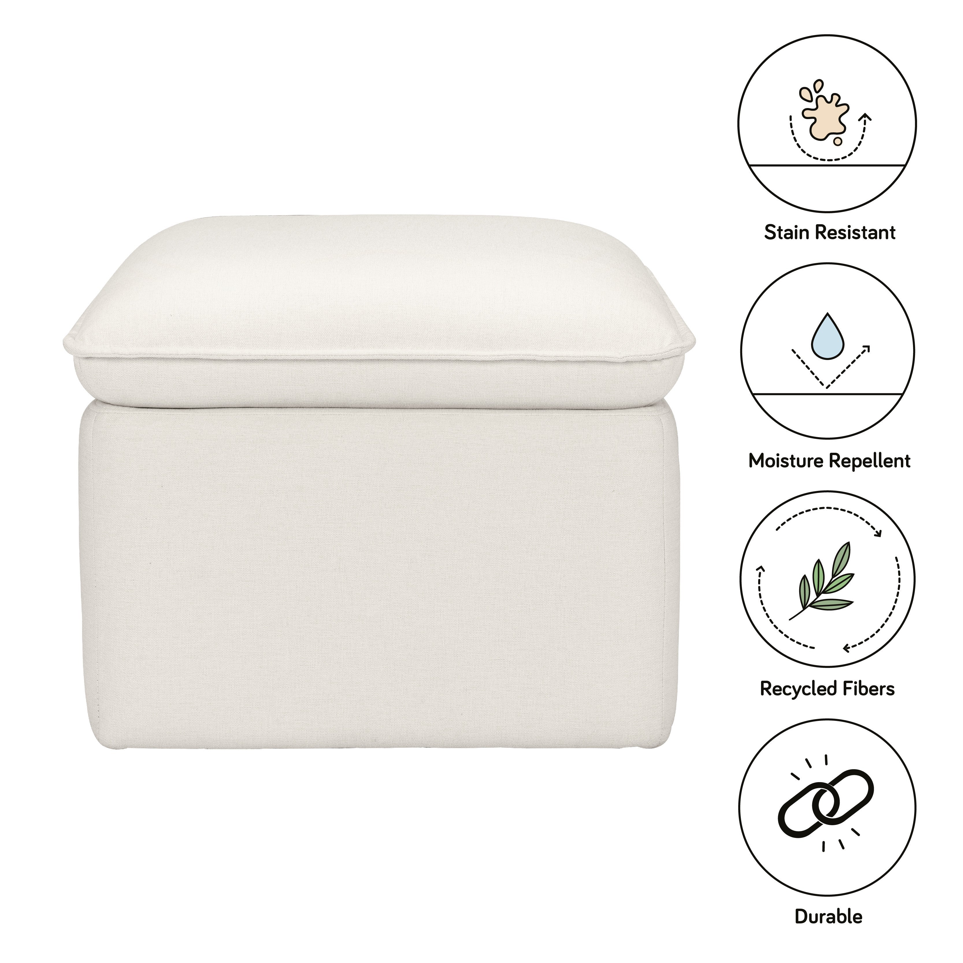 Babyletto Cali Storage Ottoman in Eco-Performance Fabric | Water Repellent & Stain Resistant | Lullabye Shop