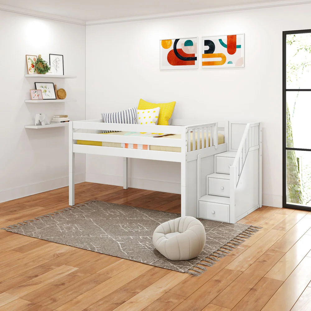 Maxtrix Full Low Loft Bed with Stairs