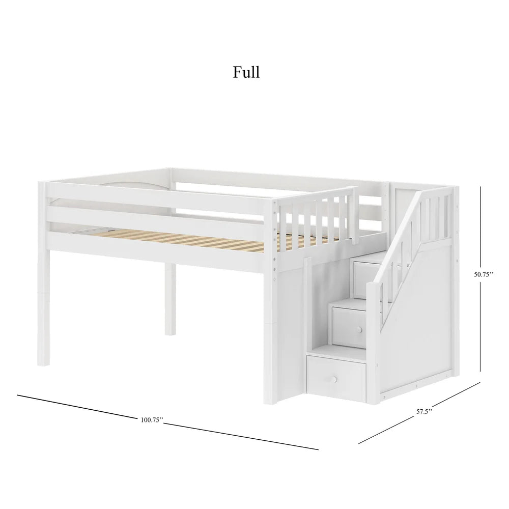 Maxtrix Full Low Loft Bed with Stairs