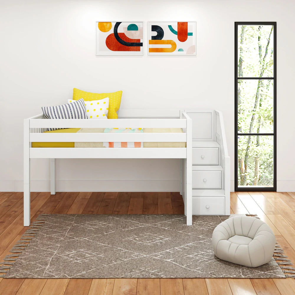 Maxtrix Full Low Loft Bed with Stairs