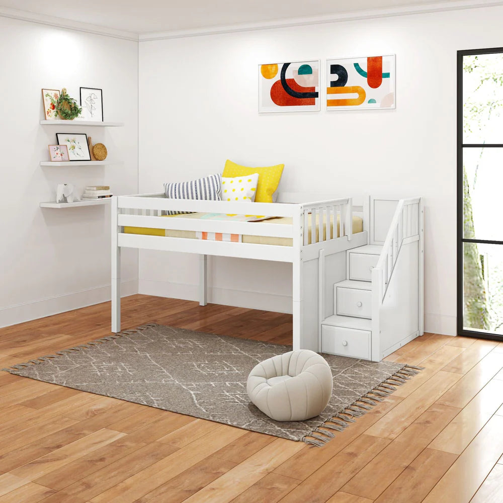 Maxtrix Full Low Loft Bed with Stairs