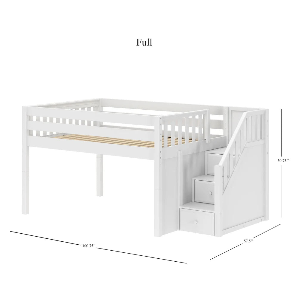 Maxtrix Full Low Loft Bed with Stairs