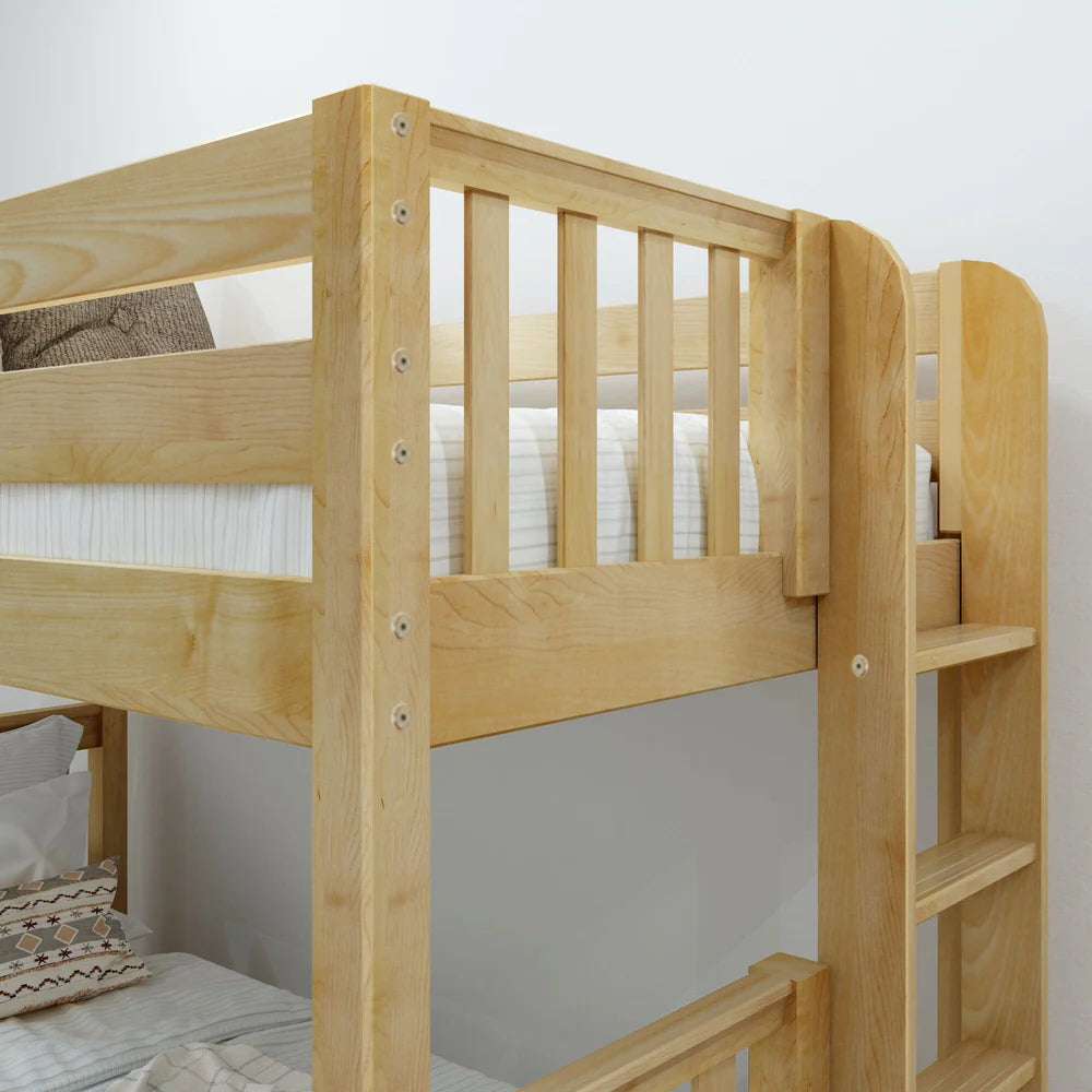 Maxtrix Twin XL over Queen High Bunk Bed with Straight Ladder on End and Trundle Bed
