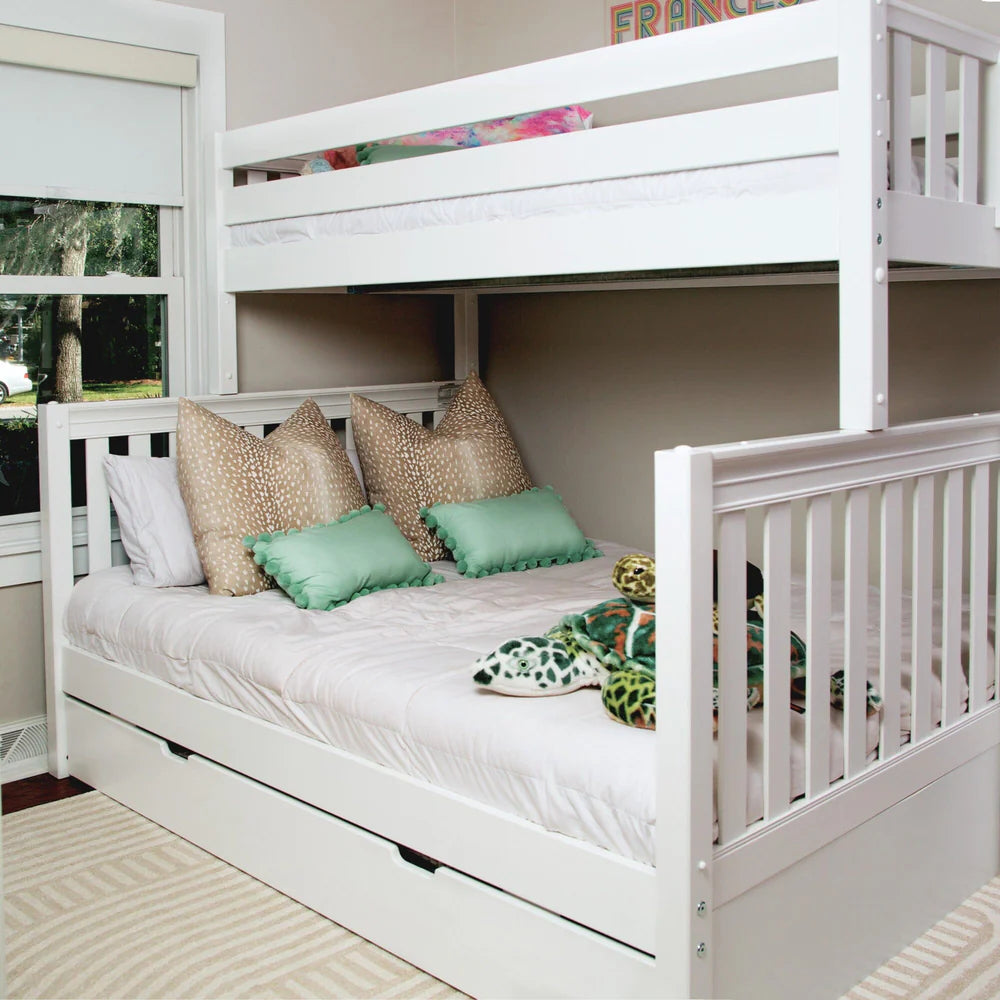 Maxtrix Twin XL over Queen High Bunk Bed with Straight Ladder on End and Trundle Bed