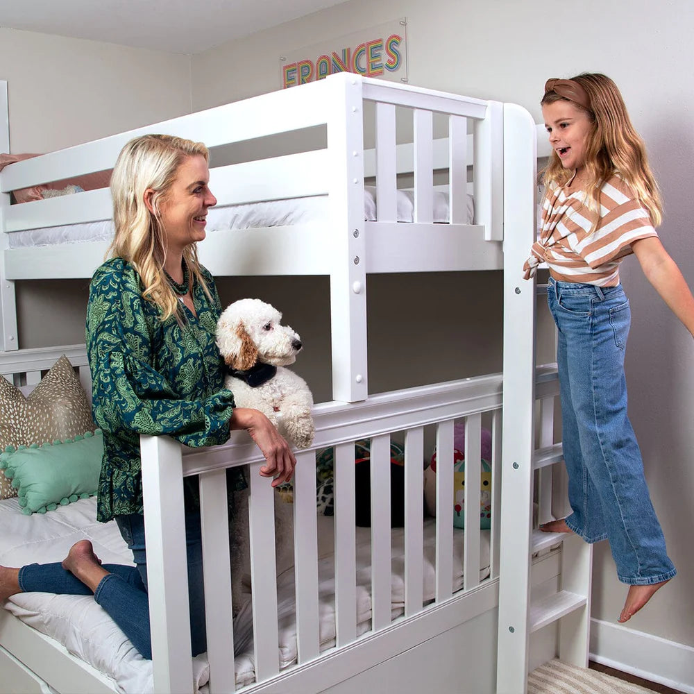Maxtrix Twin XL over Queen High Bunk Bed with Straight Ladder on End and Trundle Bed