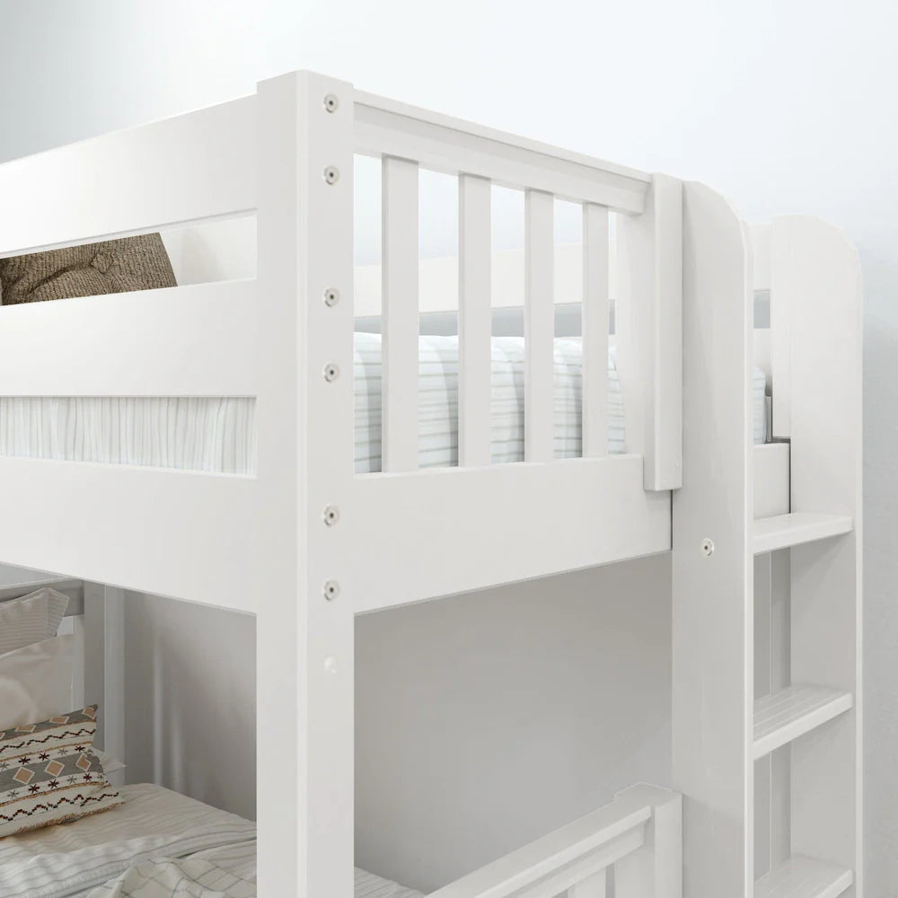 Maxtrix Twin XL over Queen High Bunk Bed with Straight Ladder on End and Trundle Bed