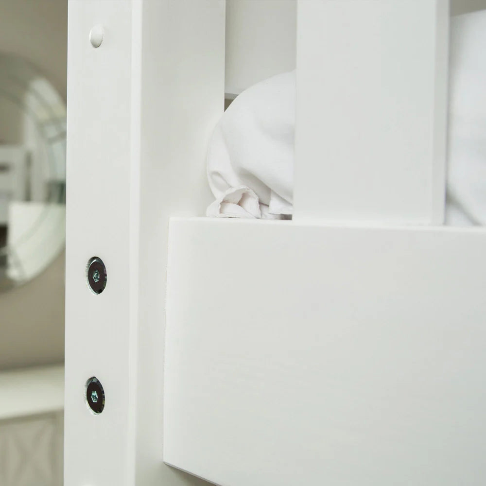 Maxtrix Twin XL over Queen High Bunk Bed with Straight Ladder on End and Trundle Bed