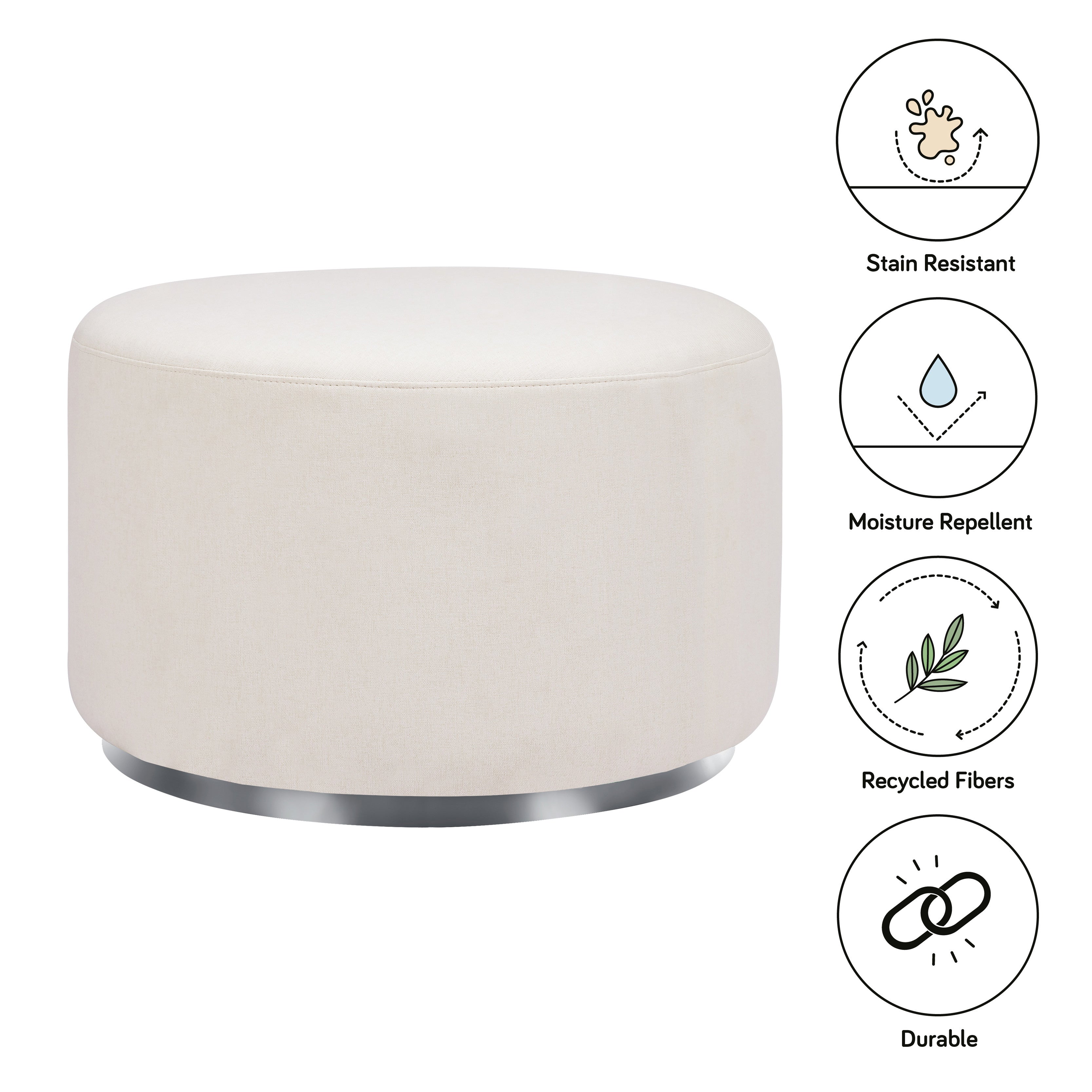 Babyletto Tuba Gliding Ottoman in Eco-Performance Fabric | Water Repellent & Stain Resistant | Lullabye Shop