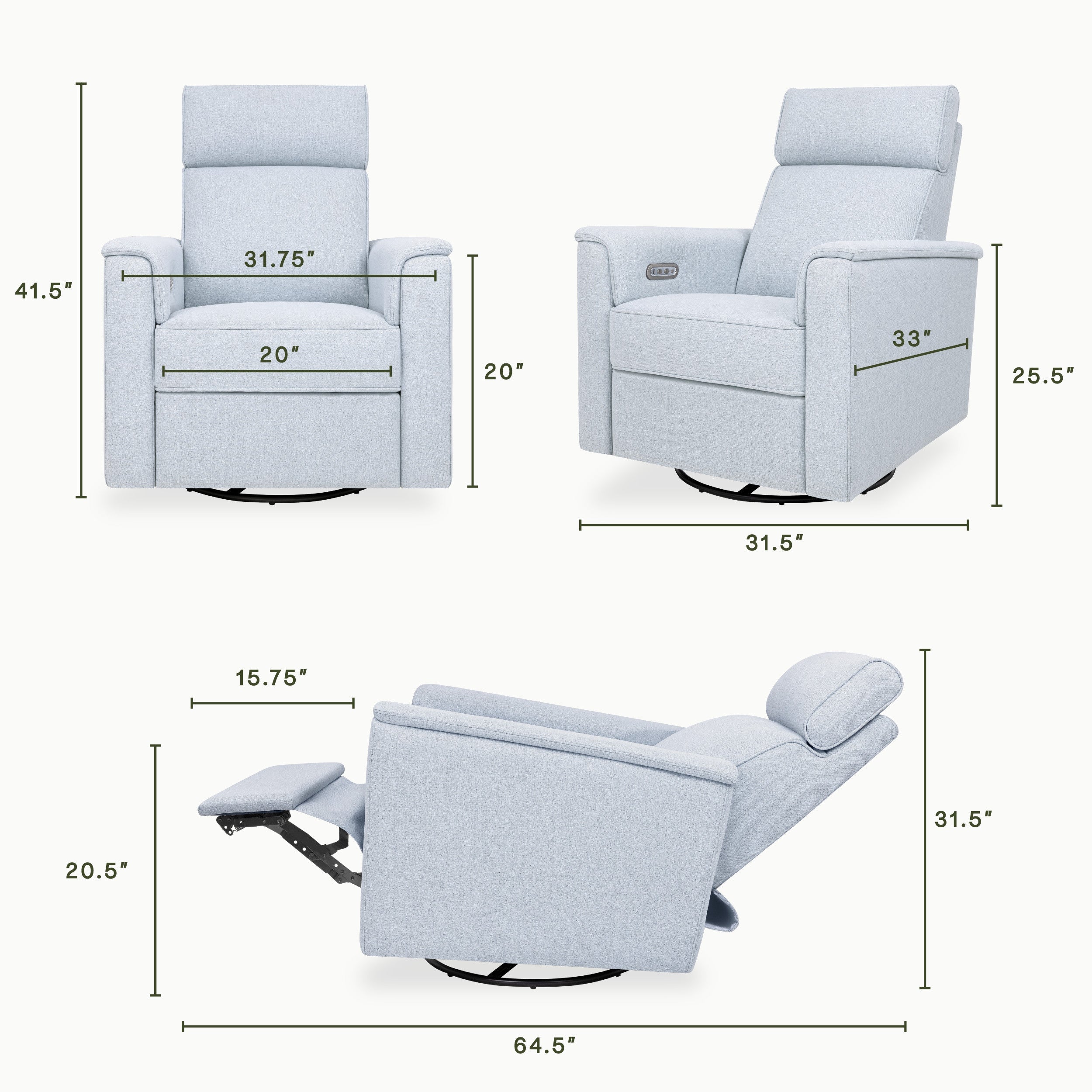 Monogram by Namesake Willa Plus Power Glider Recliner + Power Headrest | Lullabye Shop