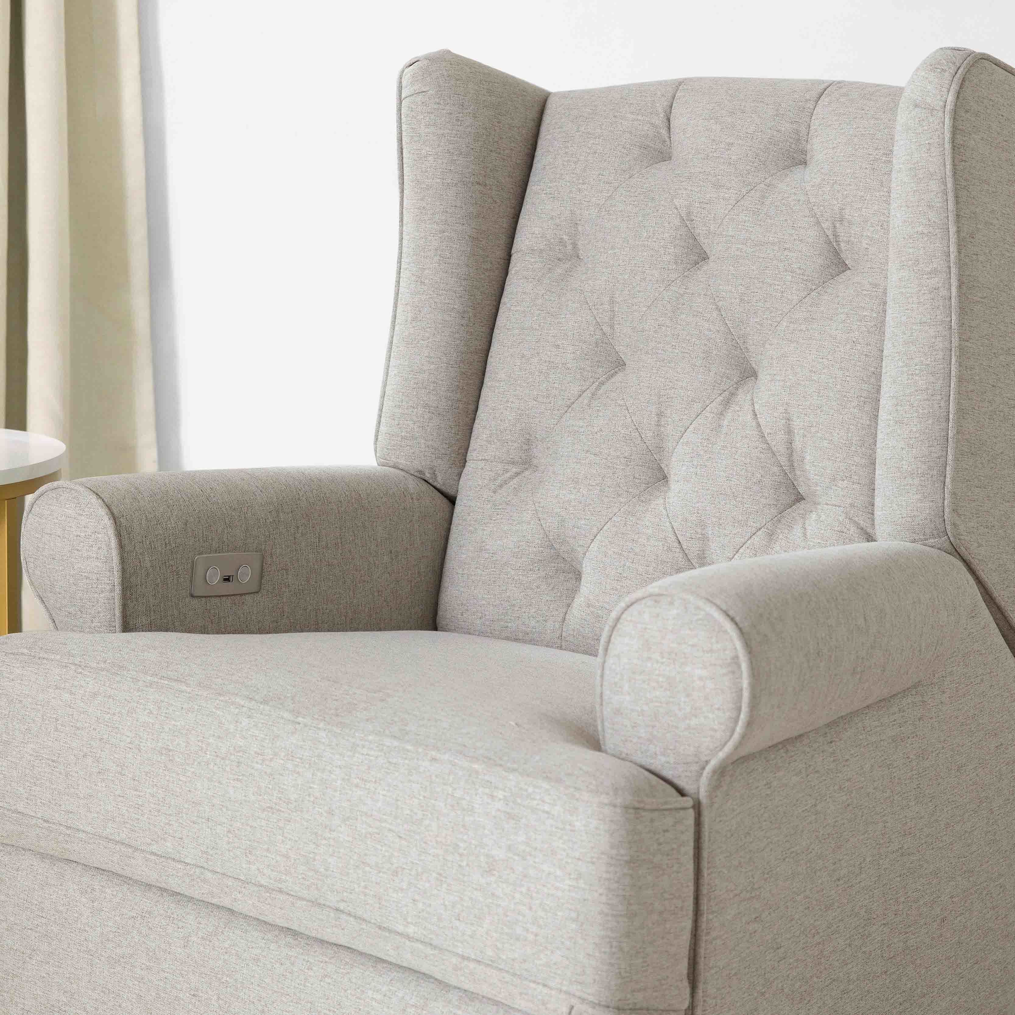 Namesake Harbour Electronic Recliner and Swivel Glider in Eco-Performance Fabric with USB port | Water Repellent & Stain Resistant | Lullabye Shop