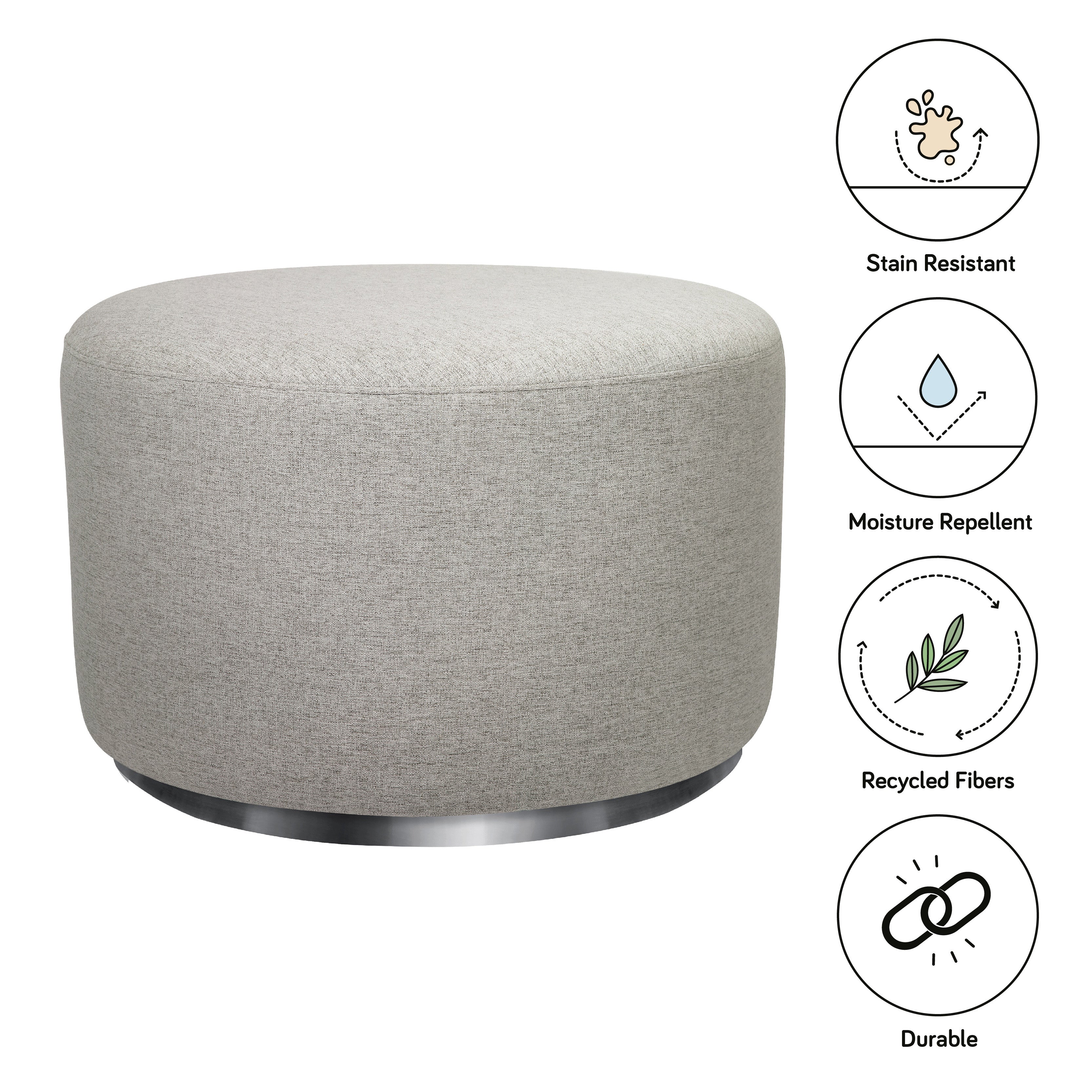 Babyletto Tuba Gliding Ottoman in Eco-Performance Fabric | Water Repellent & Stain Resistant | Lullabye Shop