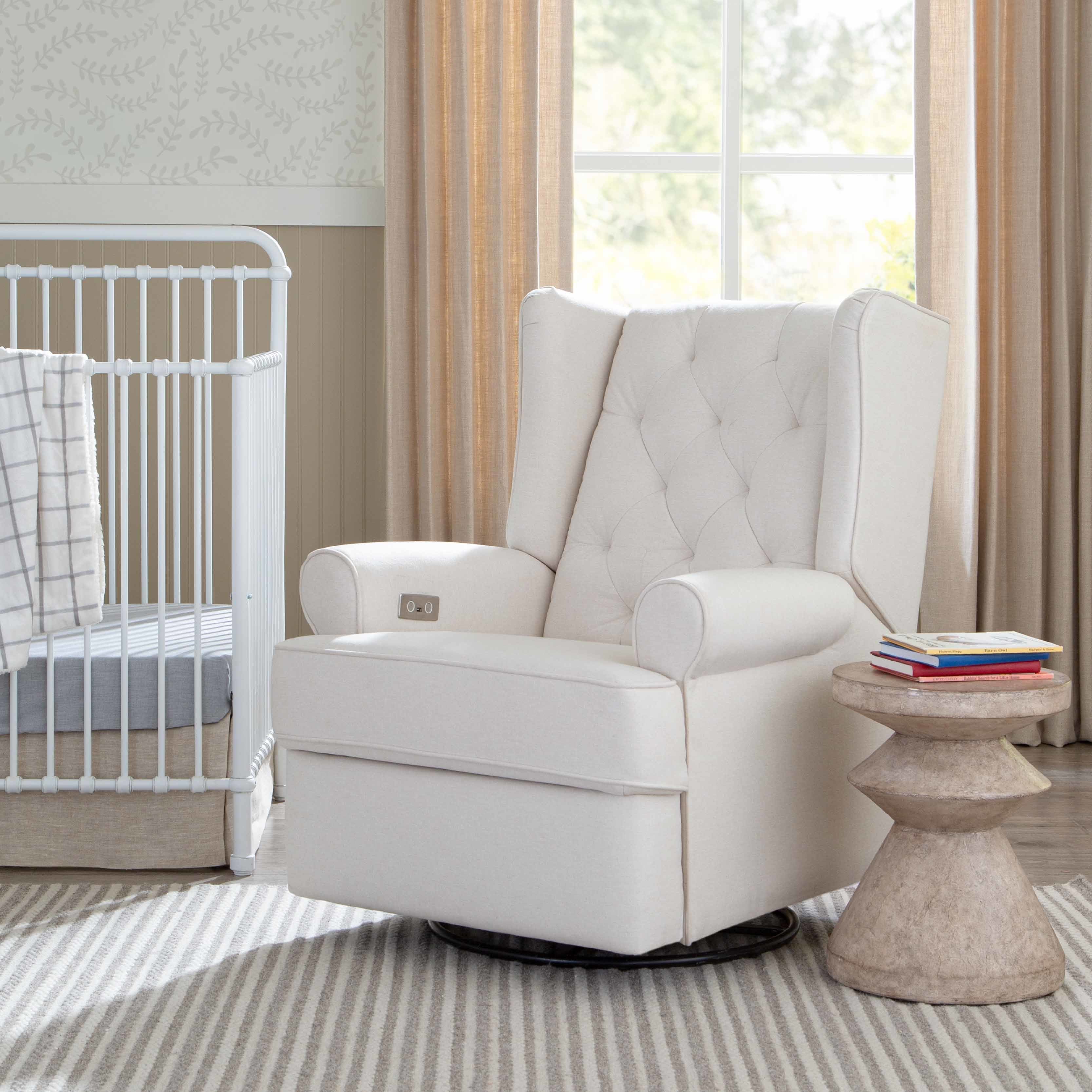 Namesake Harbour Electronic Recliner and Swivel Glider in Eco-Performance Fabric with USB port | Water Repellent & Stain Resistant | Lullabye Shop