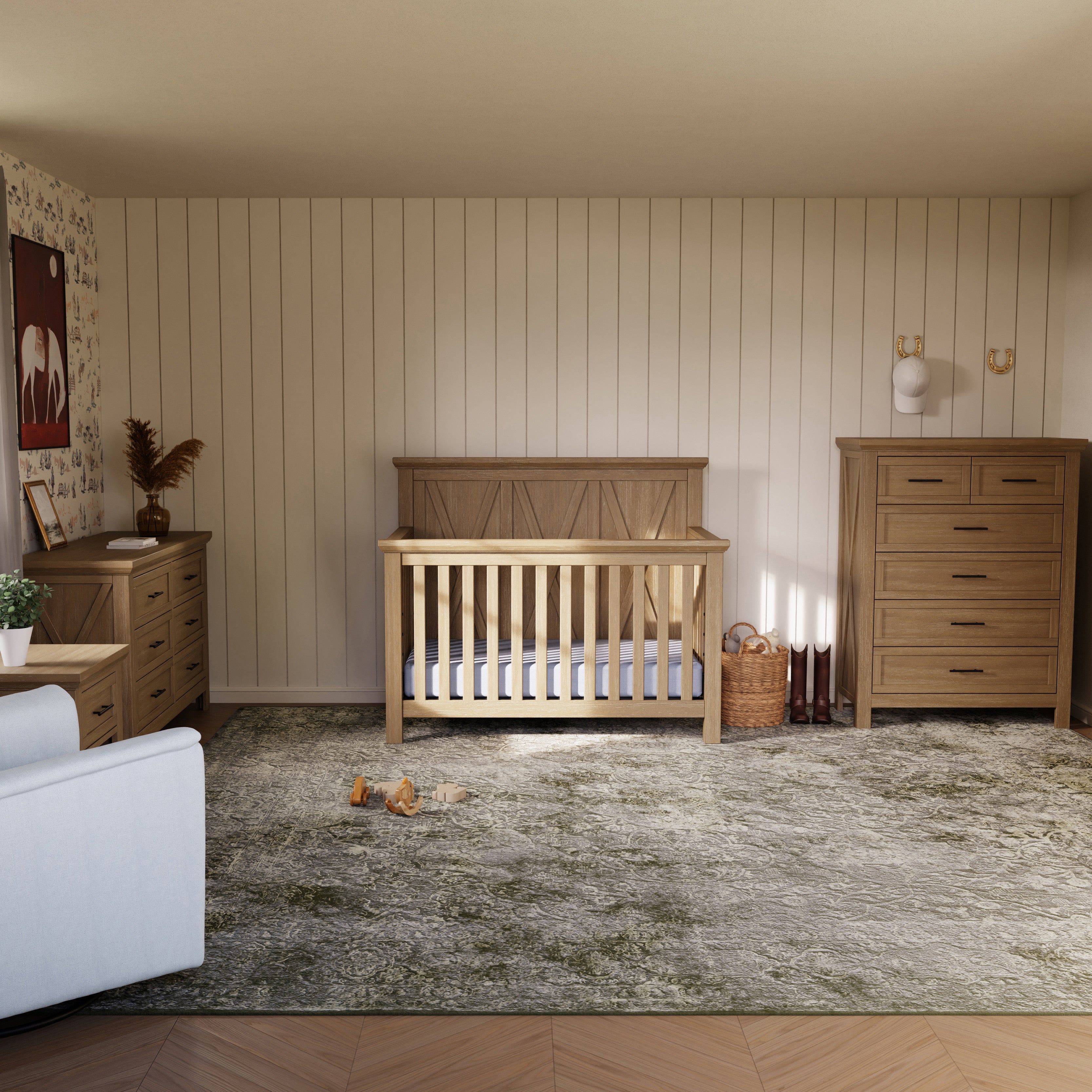 Monogram by Namesake Emory Farmhouse 4-in-1 Convertible Crib | Lullabye Shop