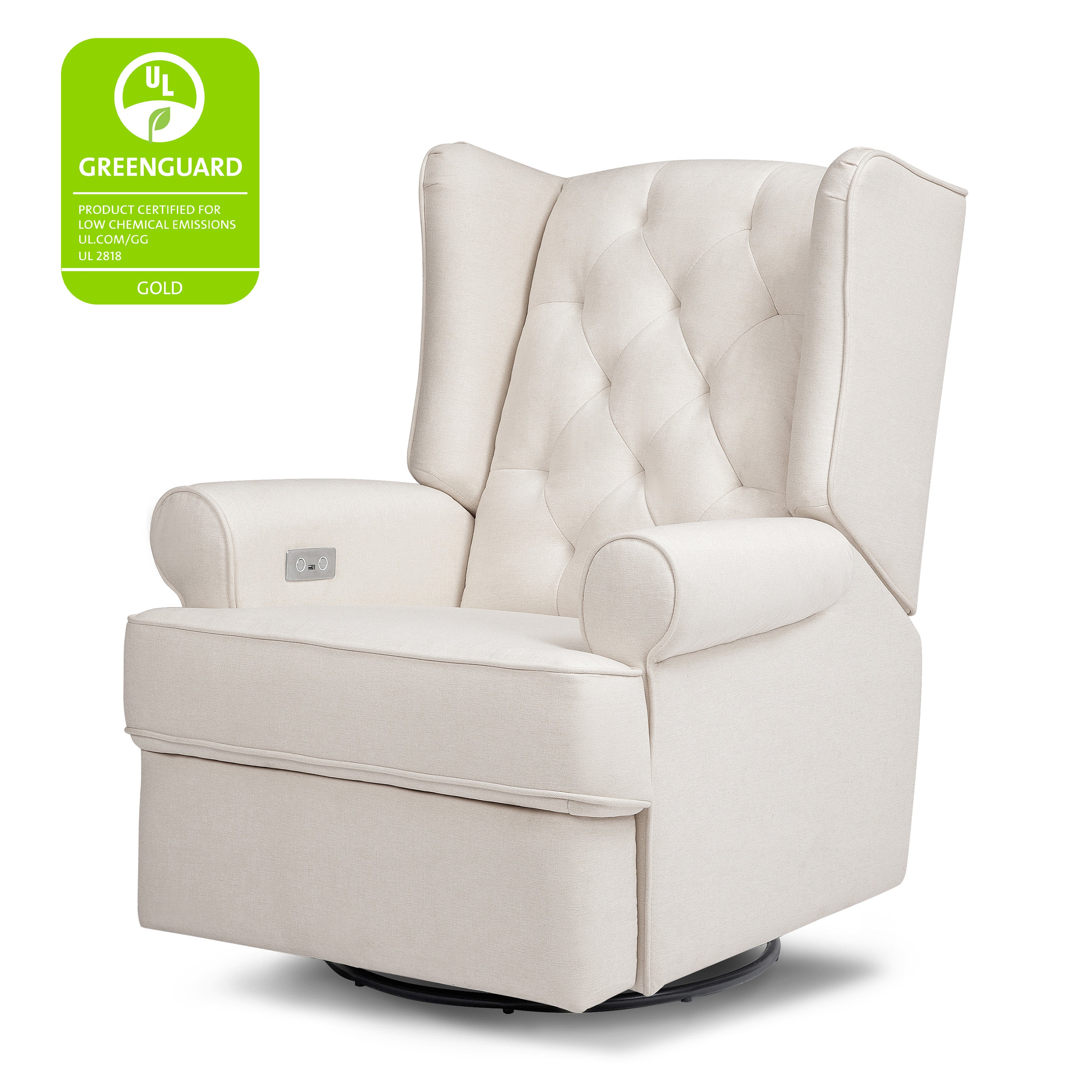 Namesake Harbour Electronic Recliner and Swivel Glider in Eco-Performance Fabric with USB port | Water Repellent & Stain Resistant | Lullabye Shop