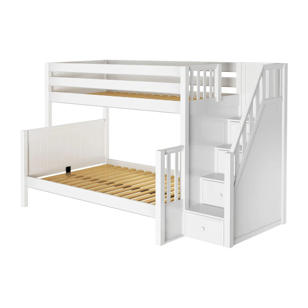 Maxtrix Classic Twin Over Full Bunk Bed with Stairs