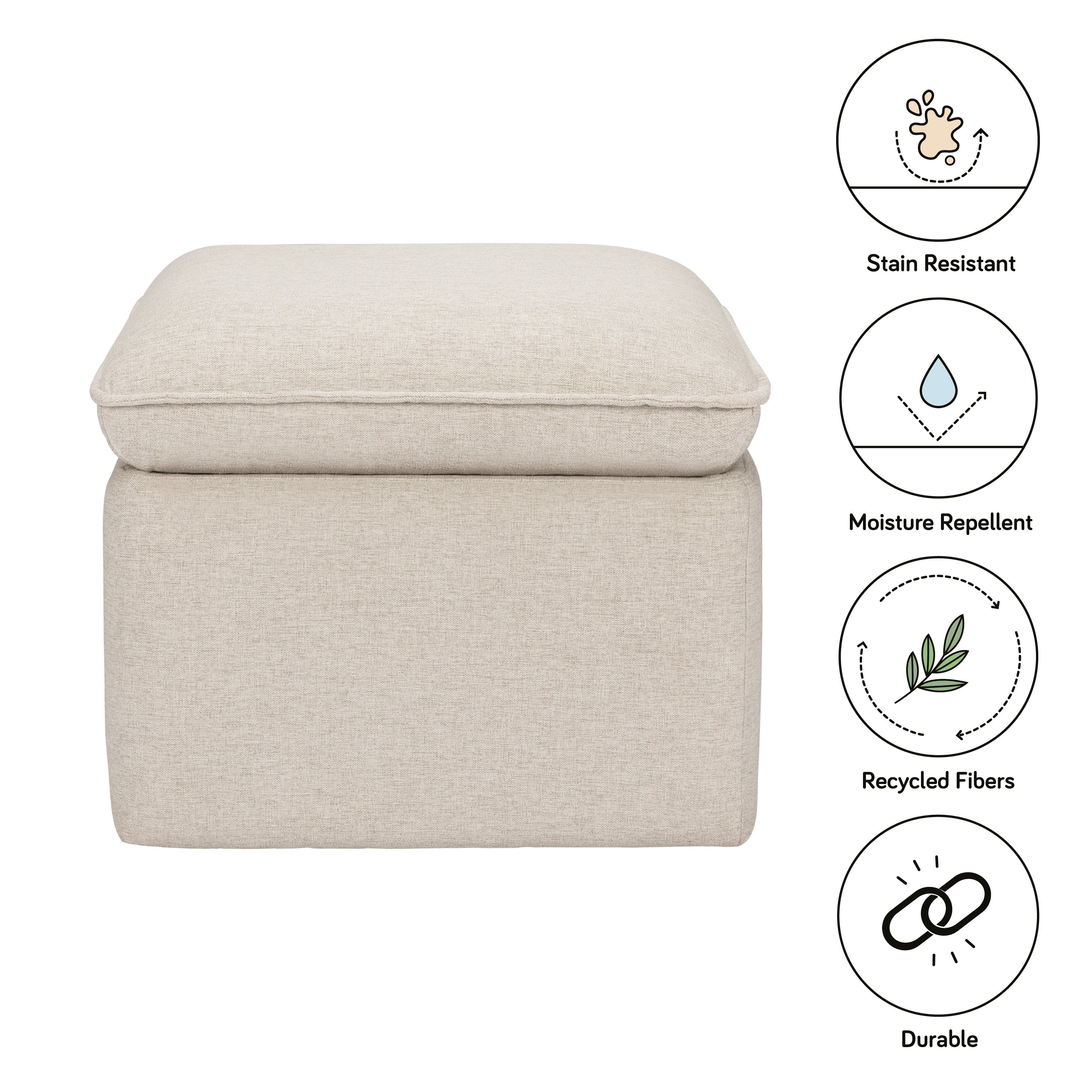 Babyletto Cali Storage Ottoman in Eco-Performance Fabric | Water Repellent & Stain Resistant | Lullabye Shop