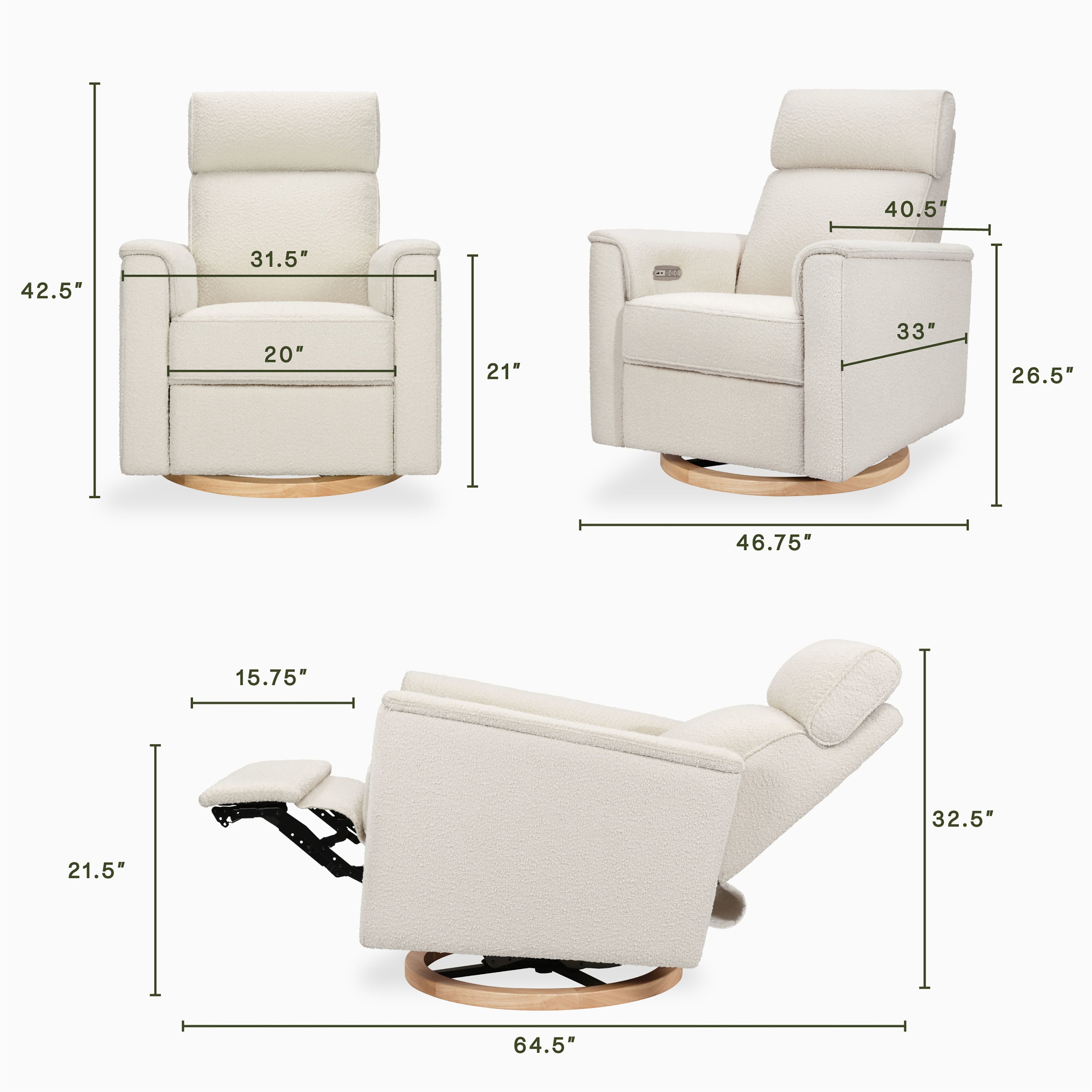 Monogram by Namesake Willa Plus Power Glider Recliner + Power Headrest | Lullabye Shop