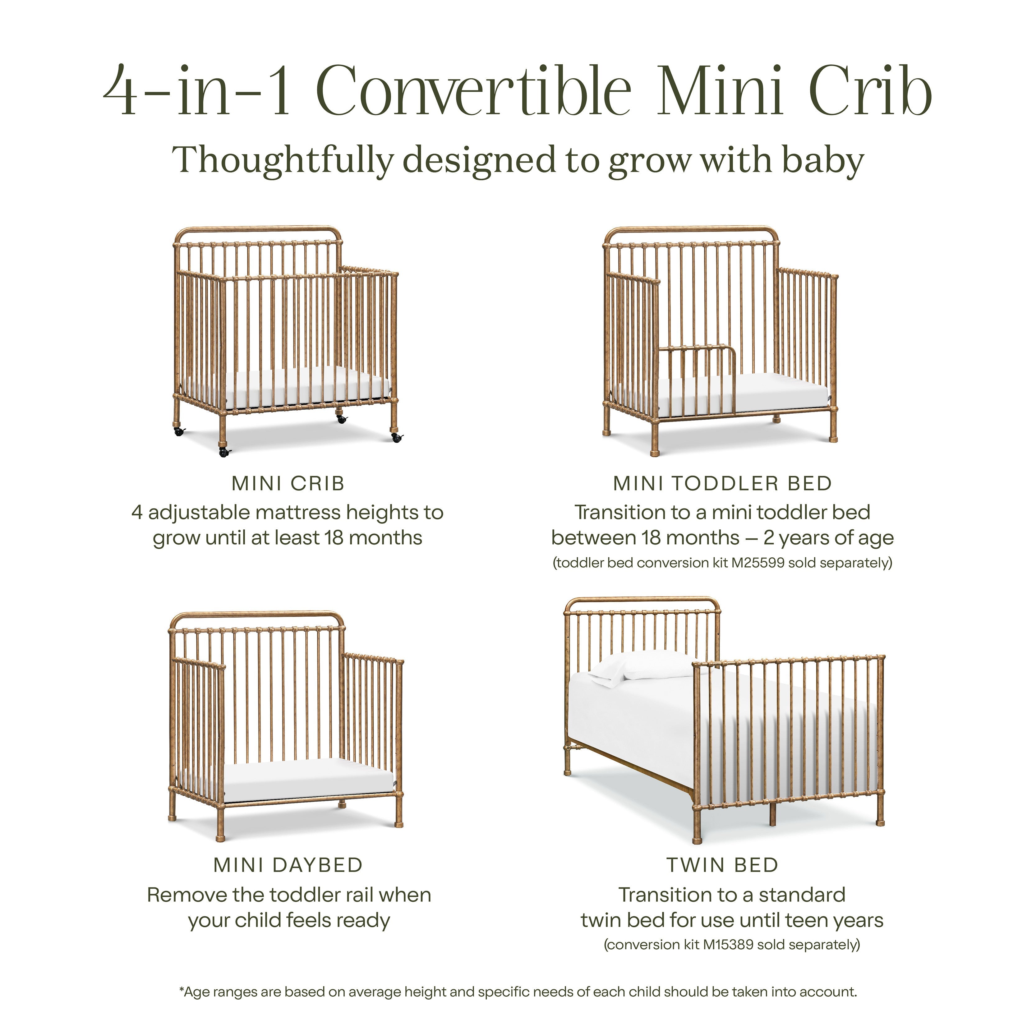 Namesake Winston 4-in-1 Convertible Mini Crib | Lullabye Shop