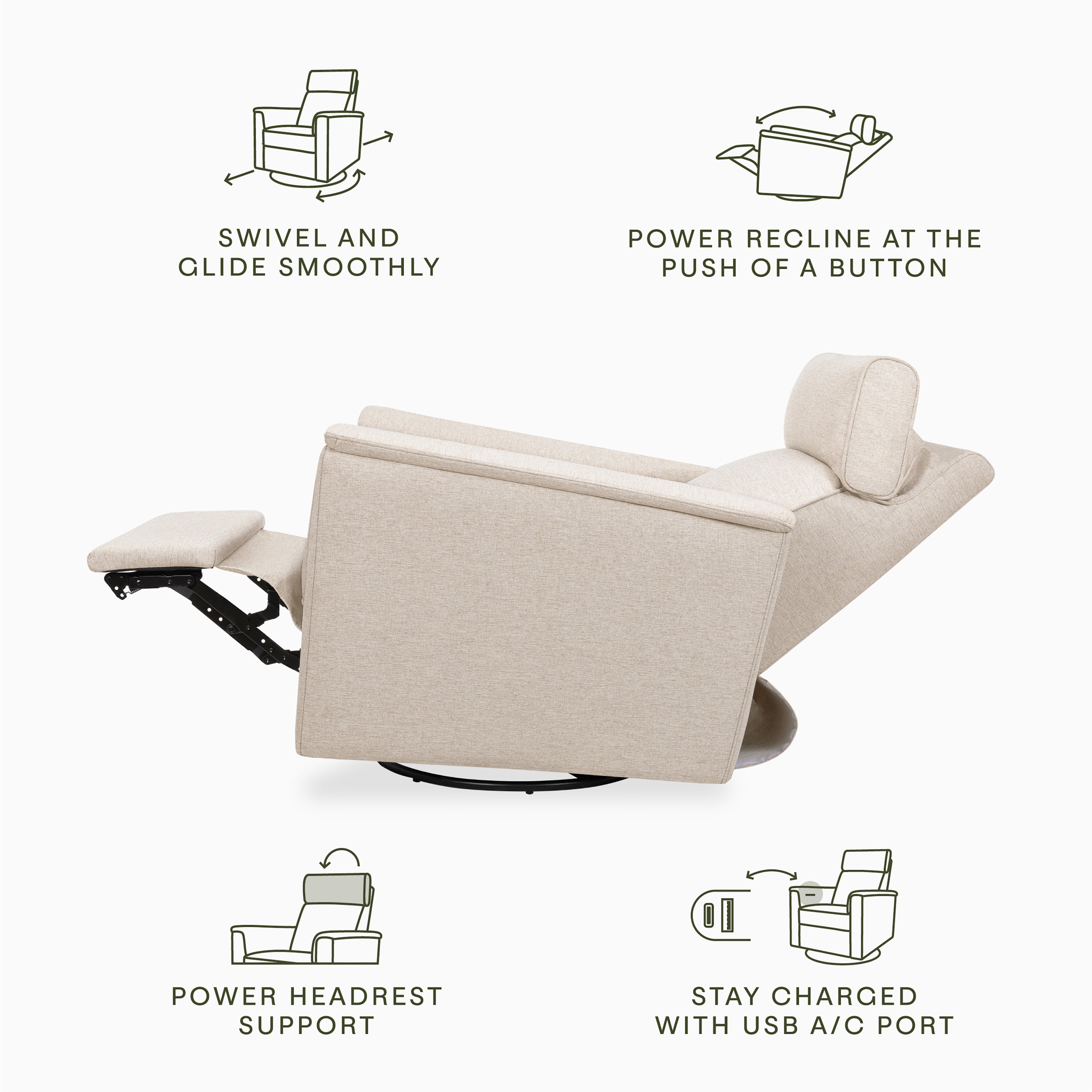 Monogram by Namesake Willa Plus Power Glider Recliner + Power Headrest | Lullabye Shop