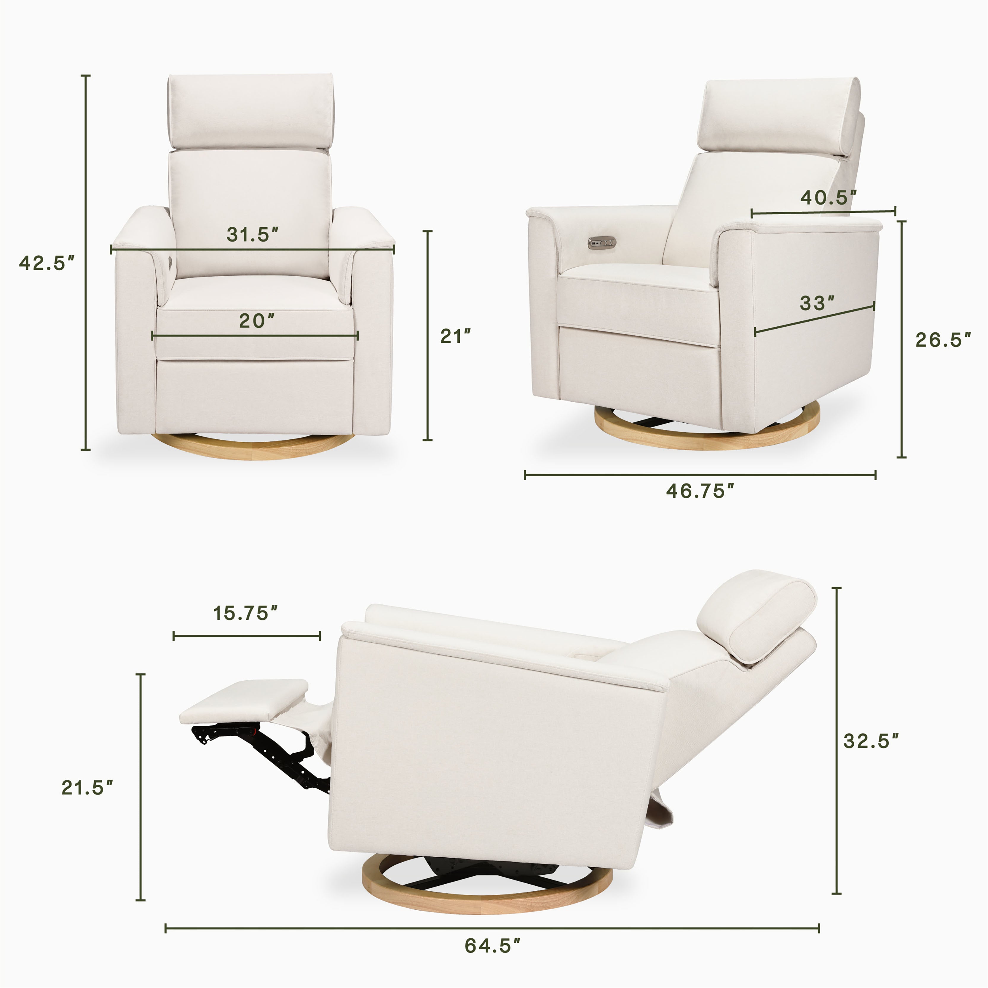 Monogram by Namesake Willa Plus Power Glider Recliner + Power Headrest | Lullabye Shop