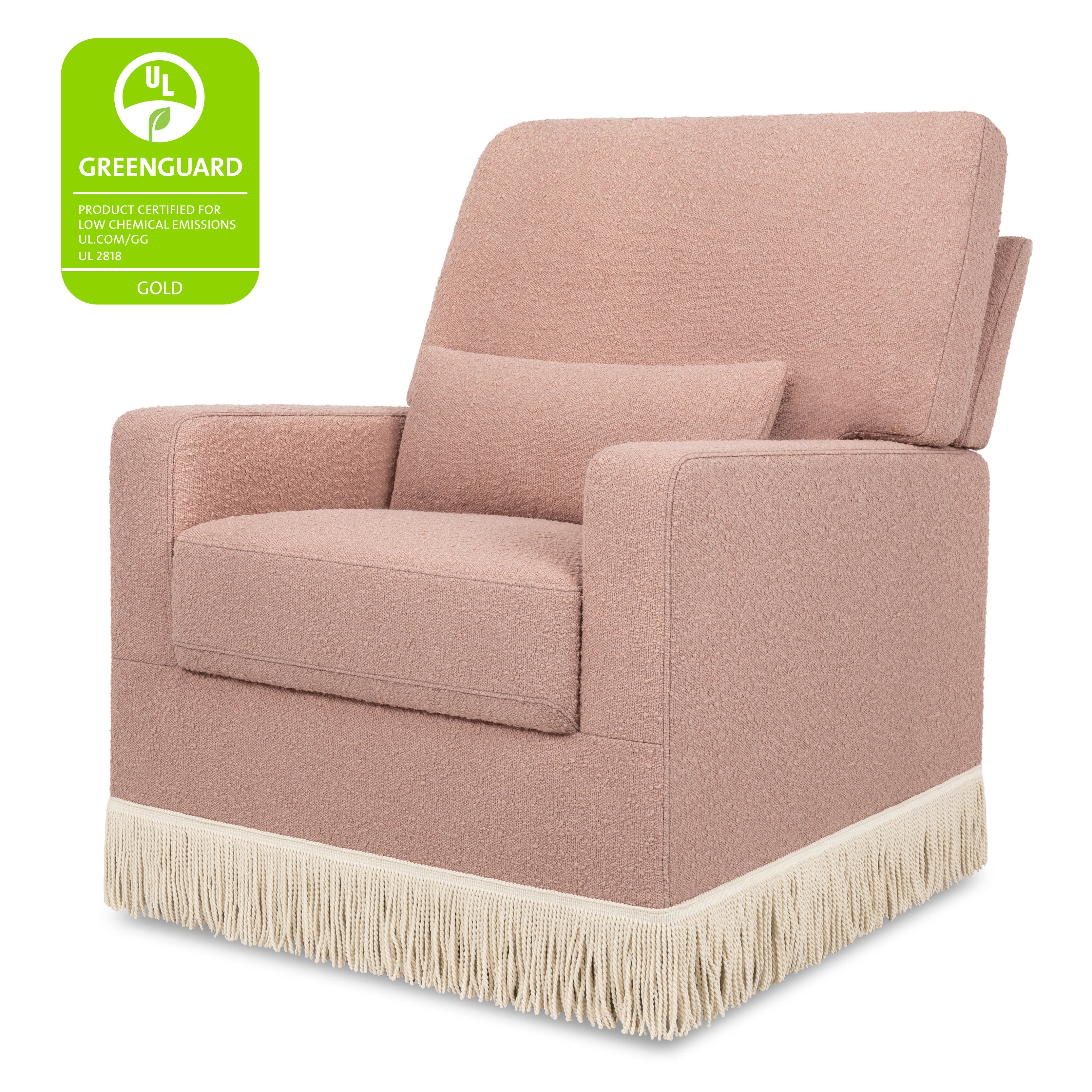 Namesake Crawford Pillowback Comfort Swivel Glider | Boucle with Tassel Fringe | Lullabye Shop