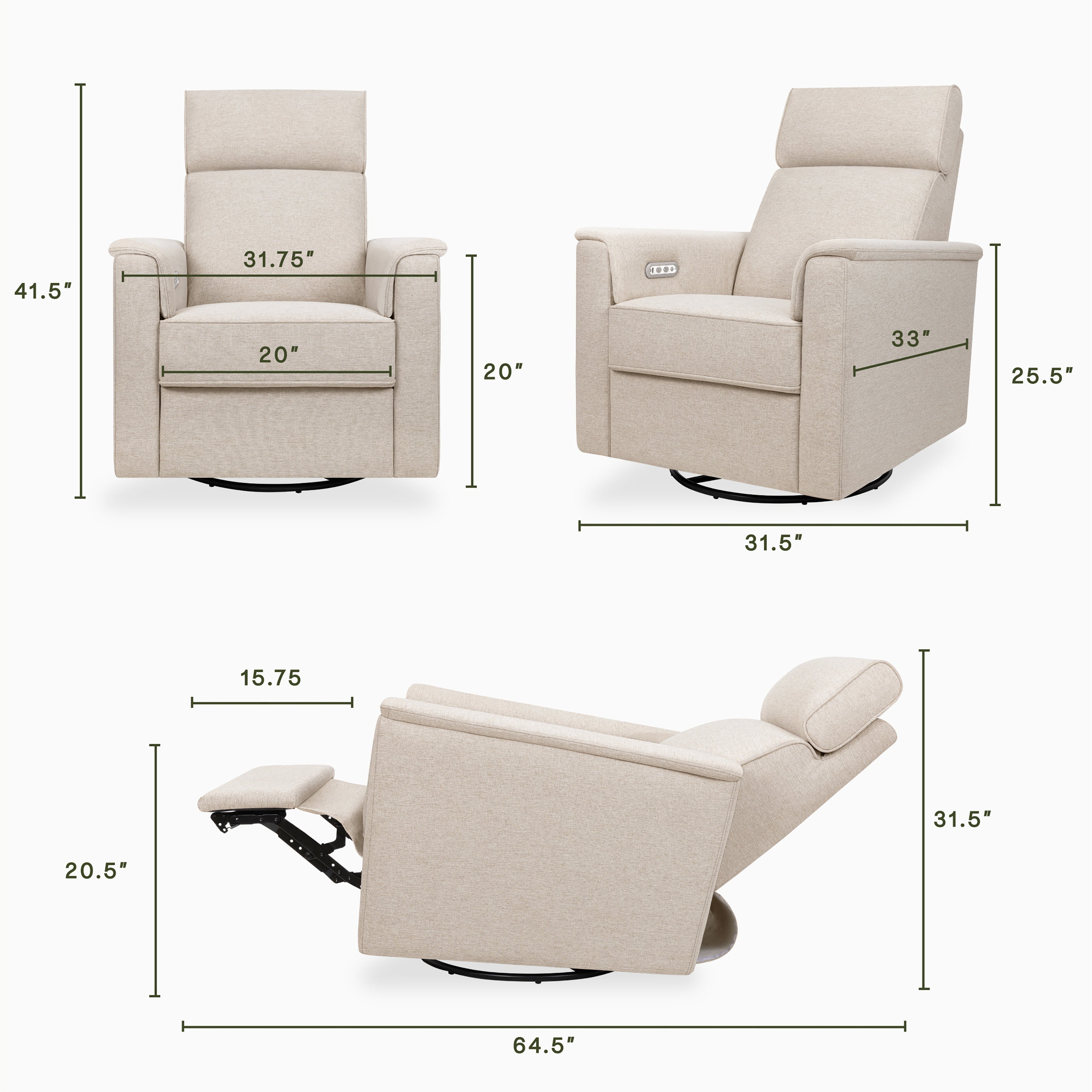 Monogram by Namesake Willa Plus Power Glider Recliner + Power Headrest | Lullabye Shop