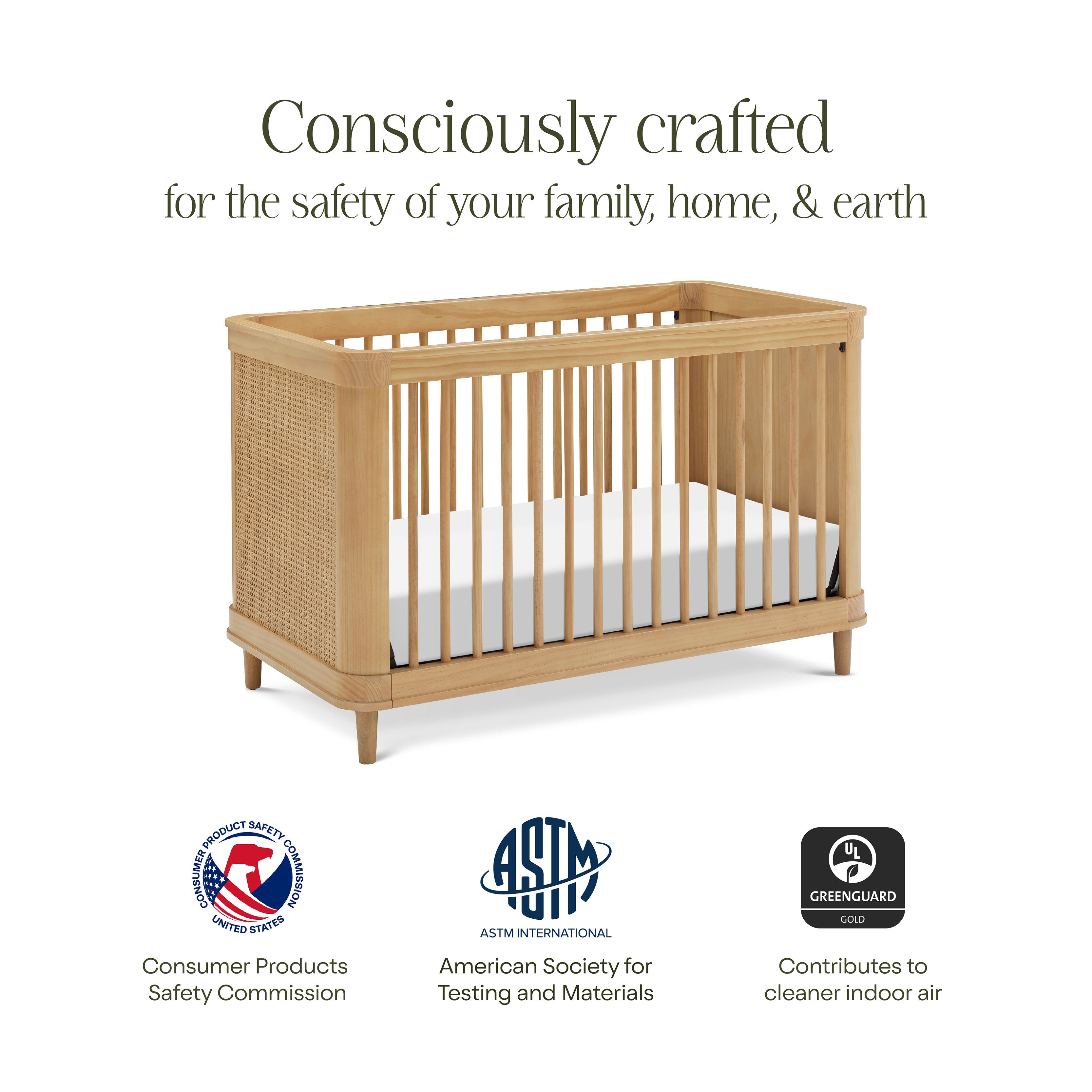 Namesake Marin with Cane 3-in-1 Convertible Crib | Lullabye Shop