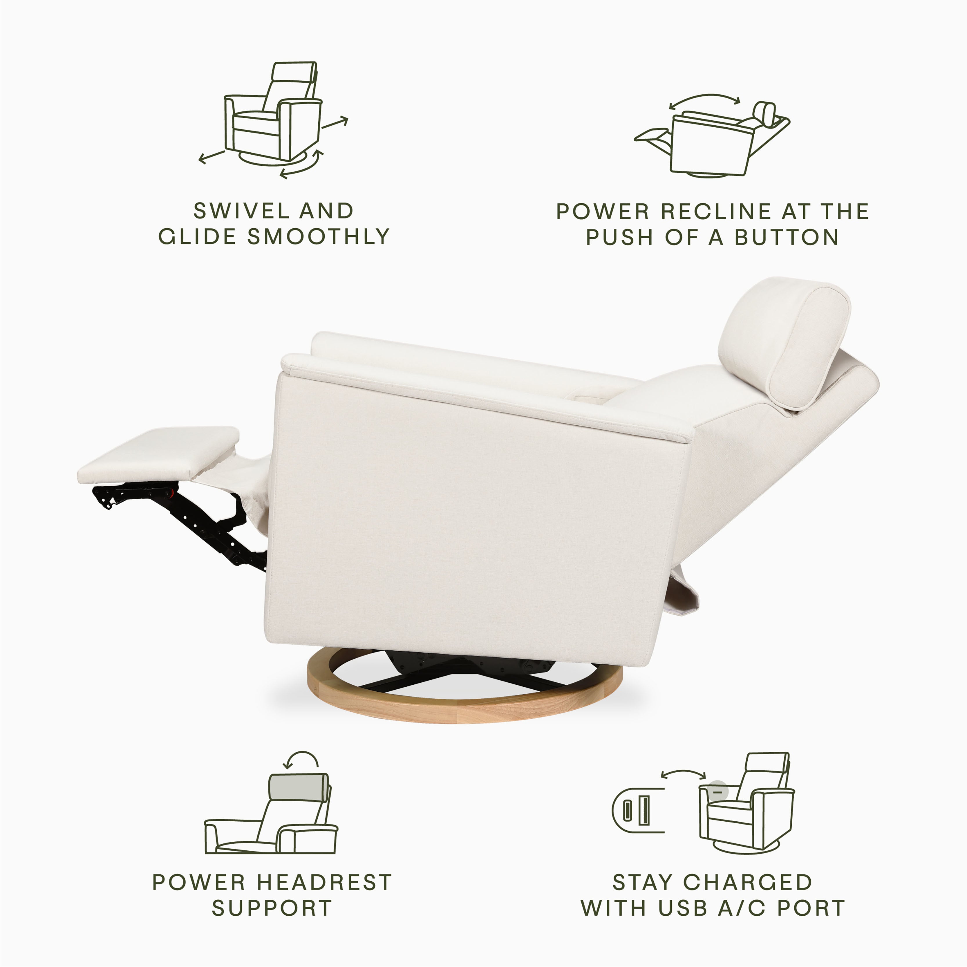 Monogram by Namesake Willa Plus Power Glider Recliner + Power Headrest | Lullabye Shop