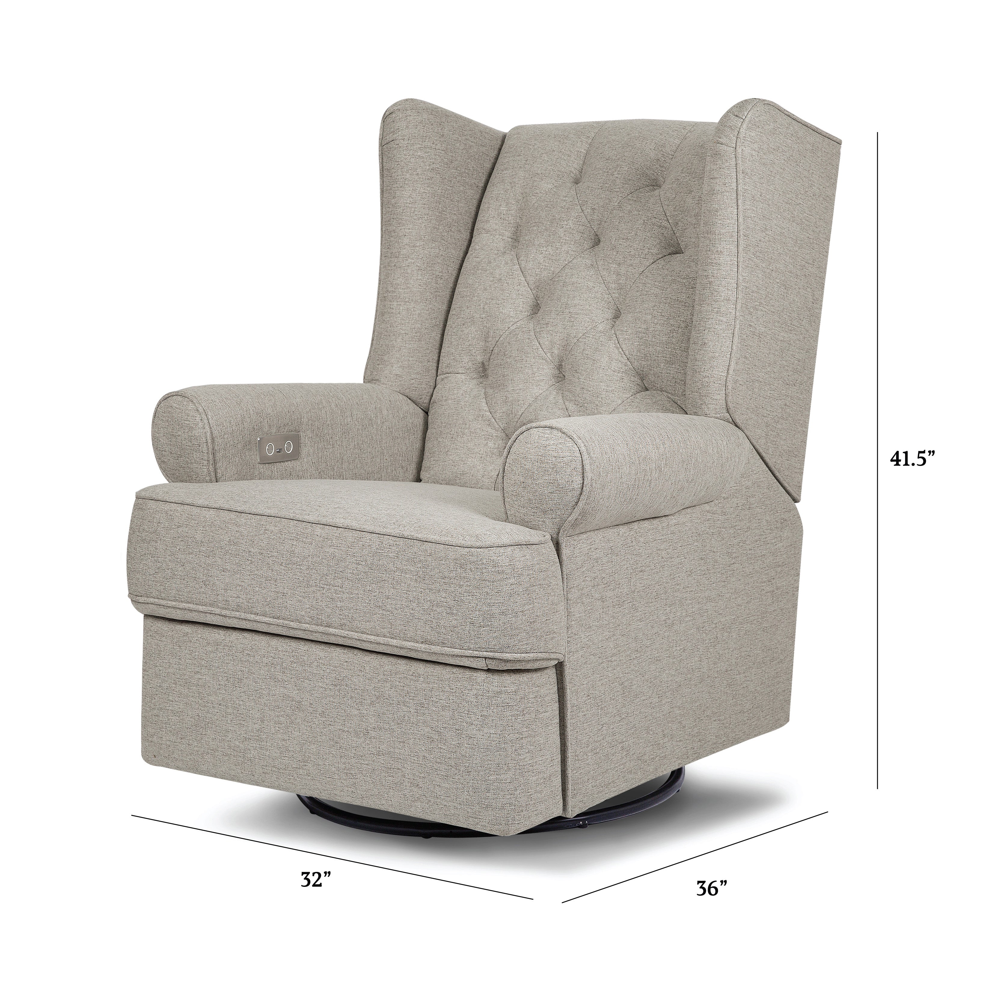 Namesake Harbour Electronic Recliner and Swivel Glider in Eco-Performance Fabric with USB port | Water Repellent & Stain Resistant | Lullabye Shop