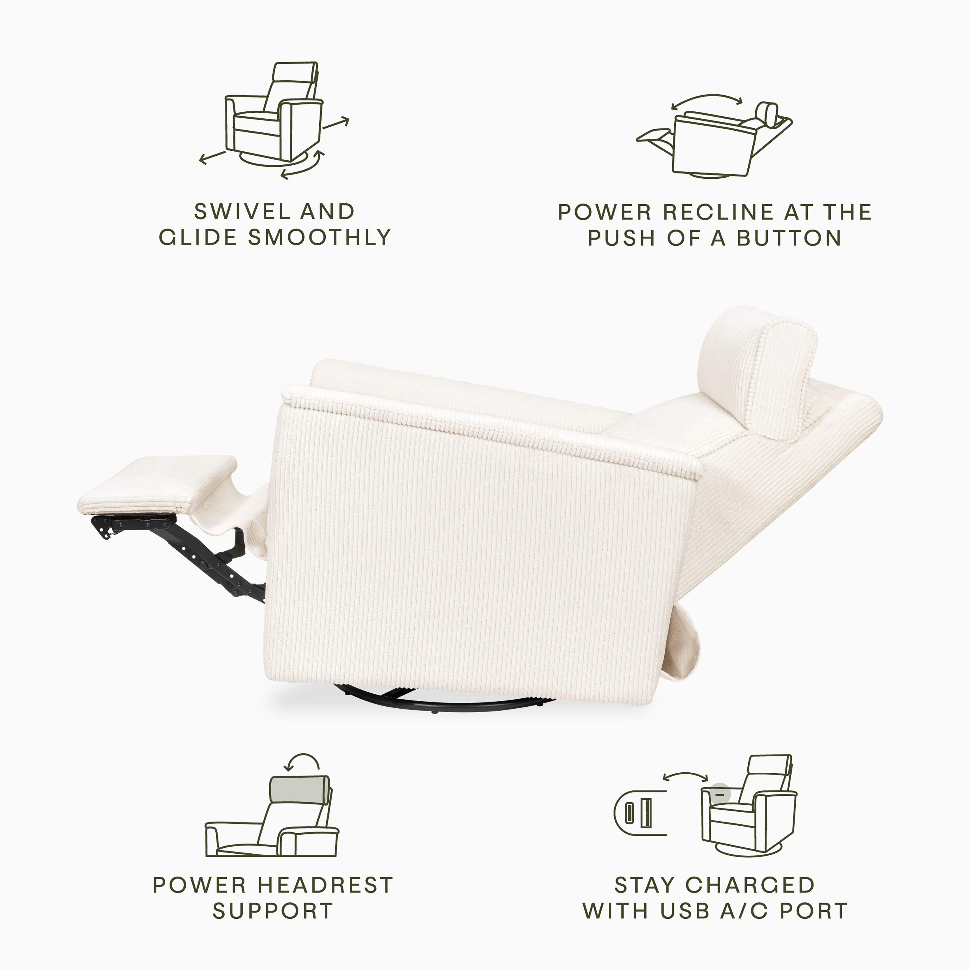 Monogram by Namesake Willa Plus Power Glider Recliner + Power Headrest | Lullabye Shop