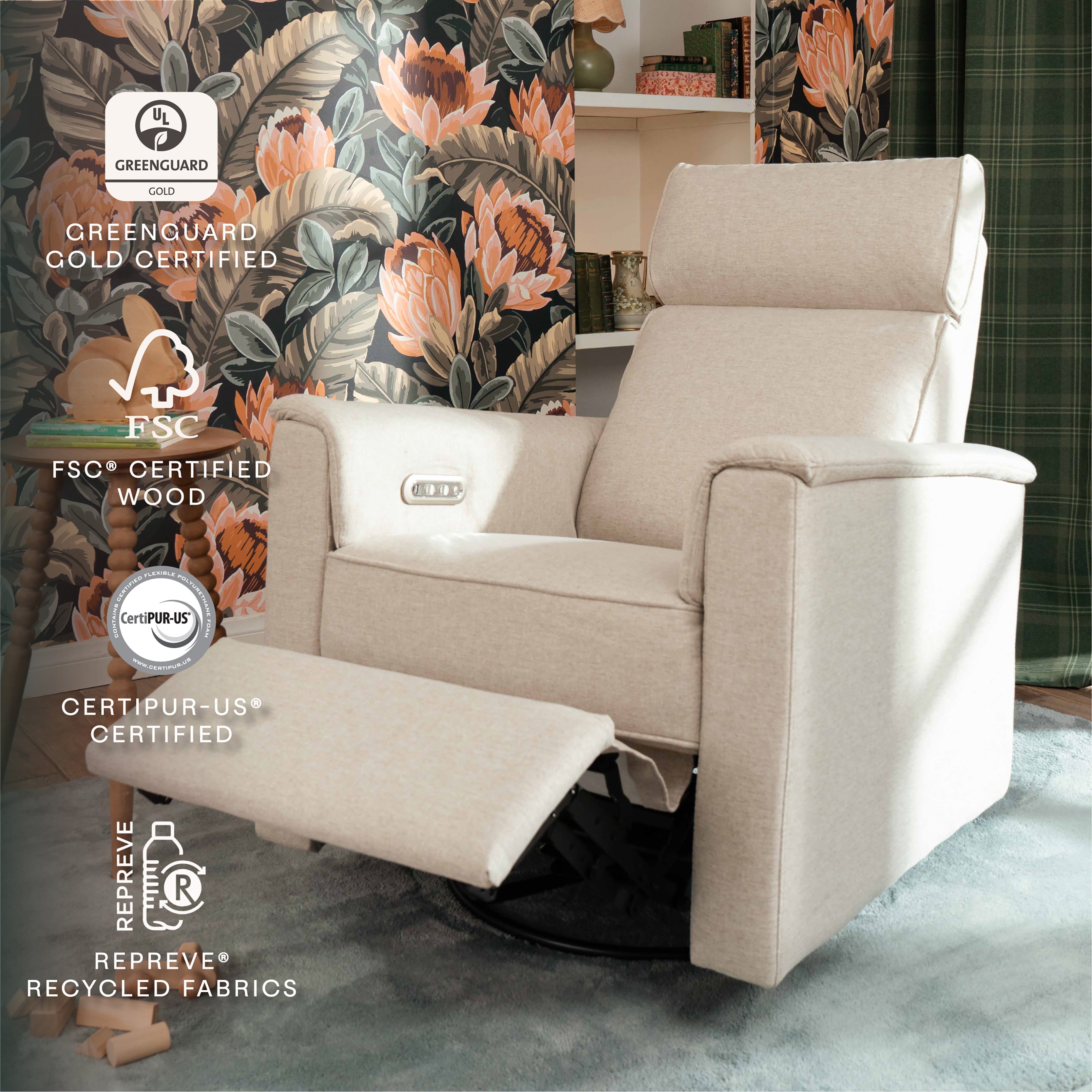 Monogram by Namesake Willa Plus Power Glider Recliner + Power Headrest | Lullabye Shop