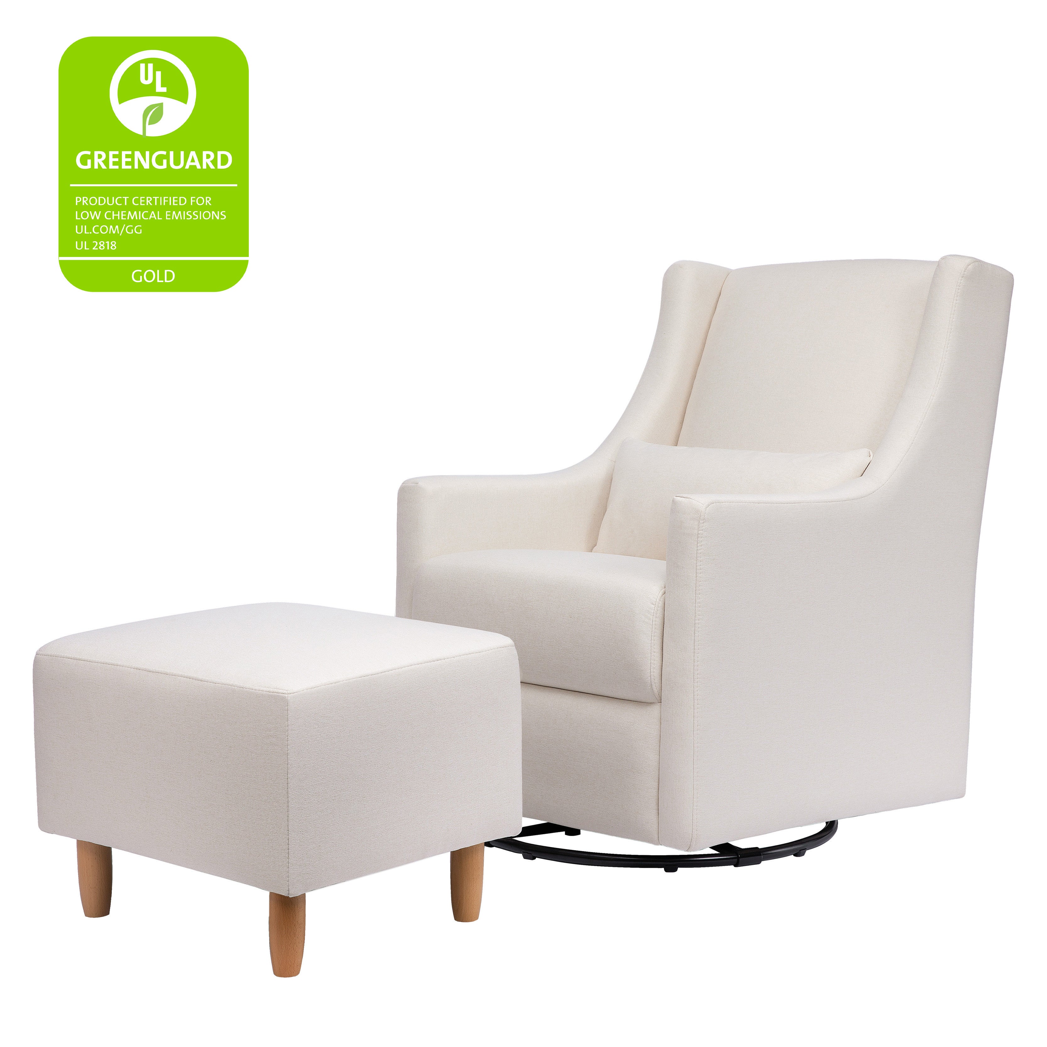 Babyletto Toco Swivel Glider and Ottoman in Eco-Performance Fabric | Water Repellent & Stain Resistant | Lullabye Shop
