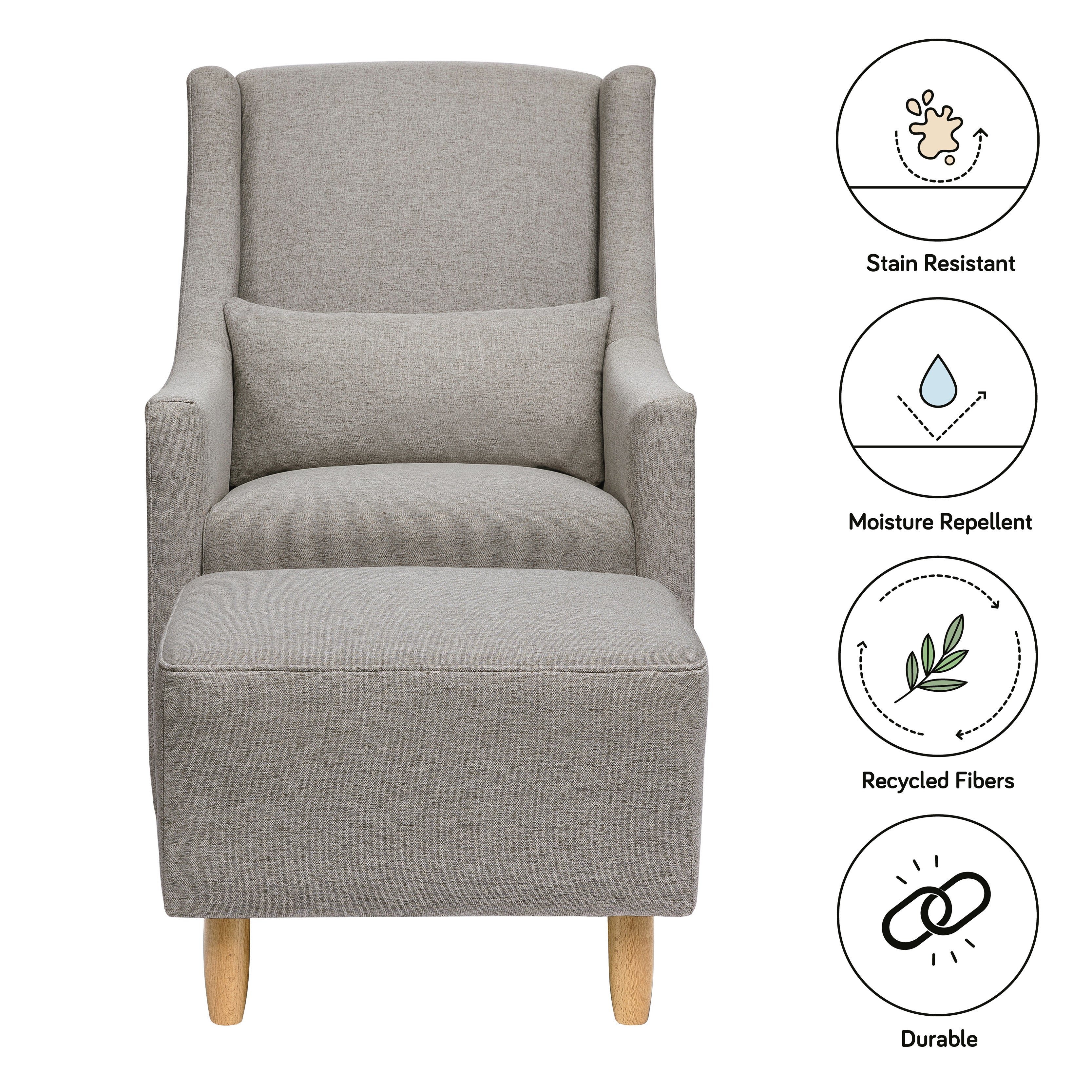 Babyletto Toco Swivel Glider and Ottoman in Eco-Performance Fabric | Water Repellent & Stain Resistant | Lullabye Shop