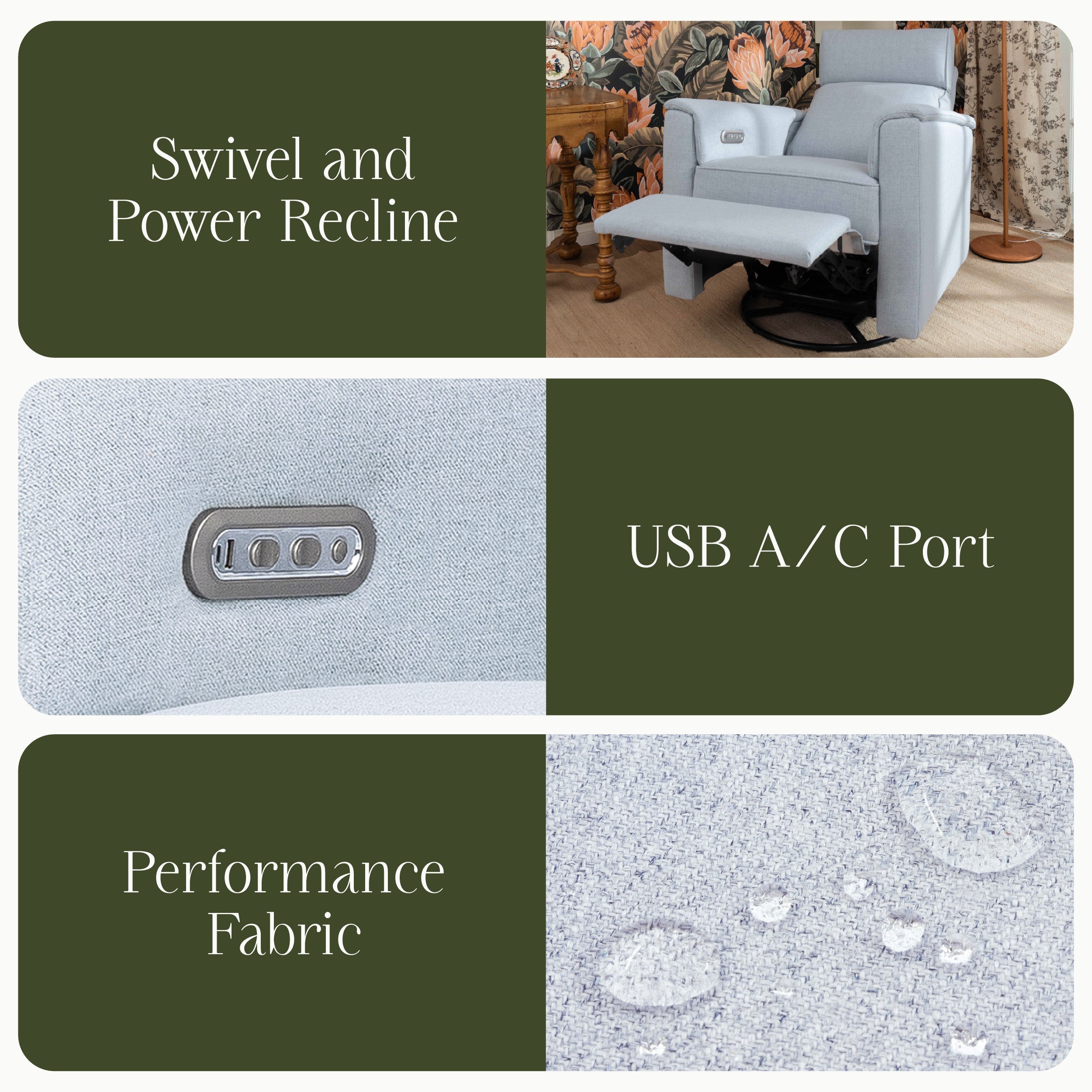 Monogram by Namesake Willa Plus Power Glider Recliner + Power Headrest | Lullabye Shop