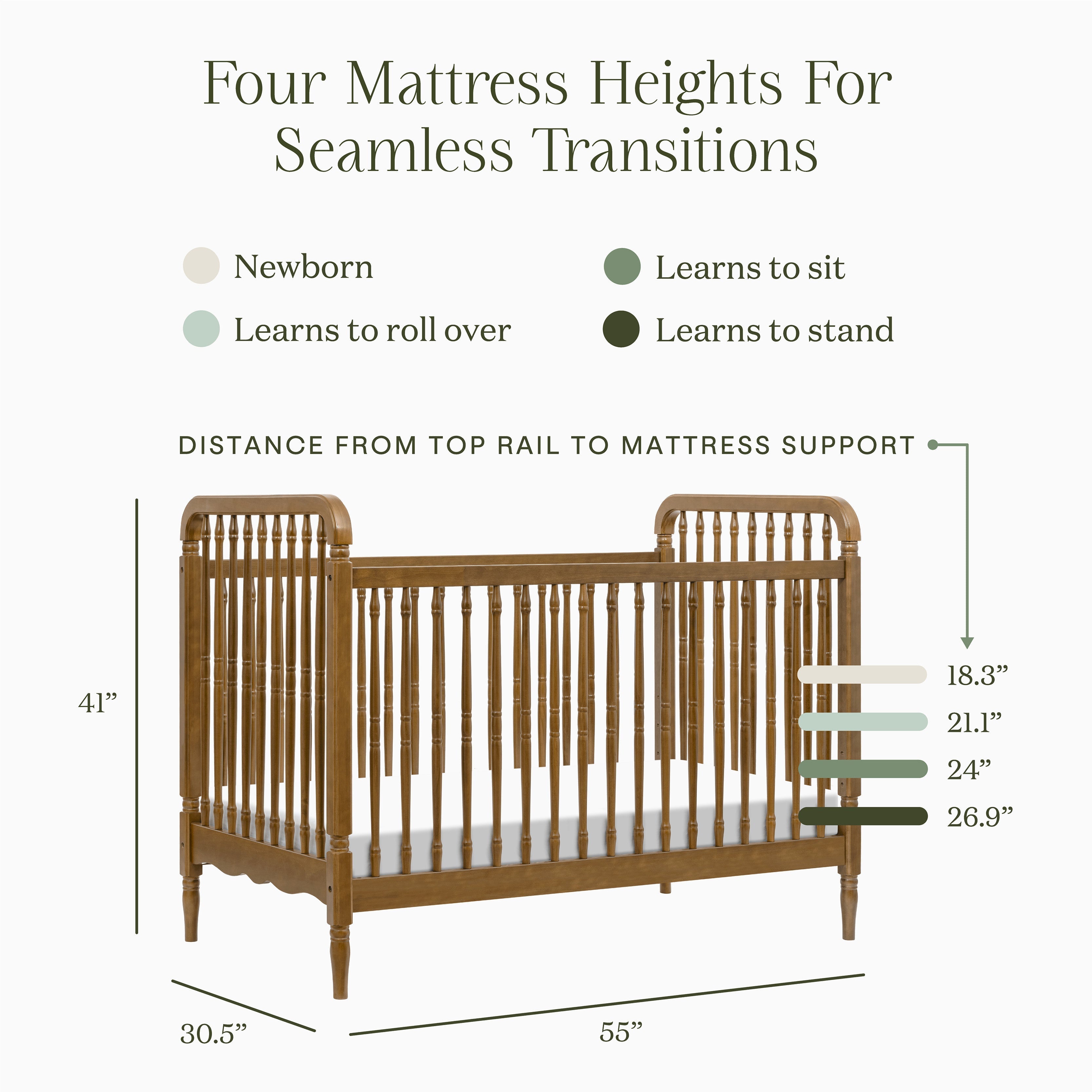 Namesake Liberty 3-in-1 Convertible Spindle Crib with Toddler Bed Conversion Kit | Lullabye Shop