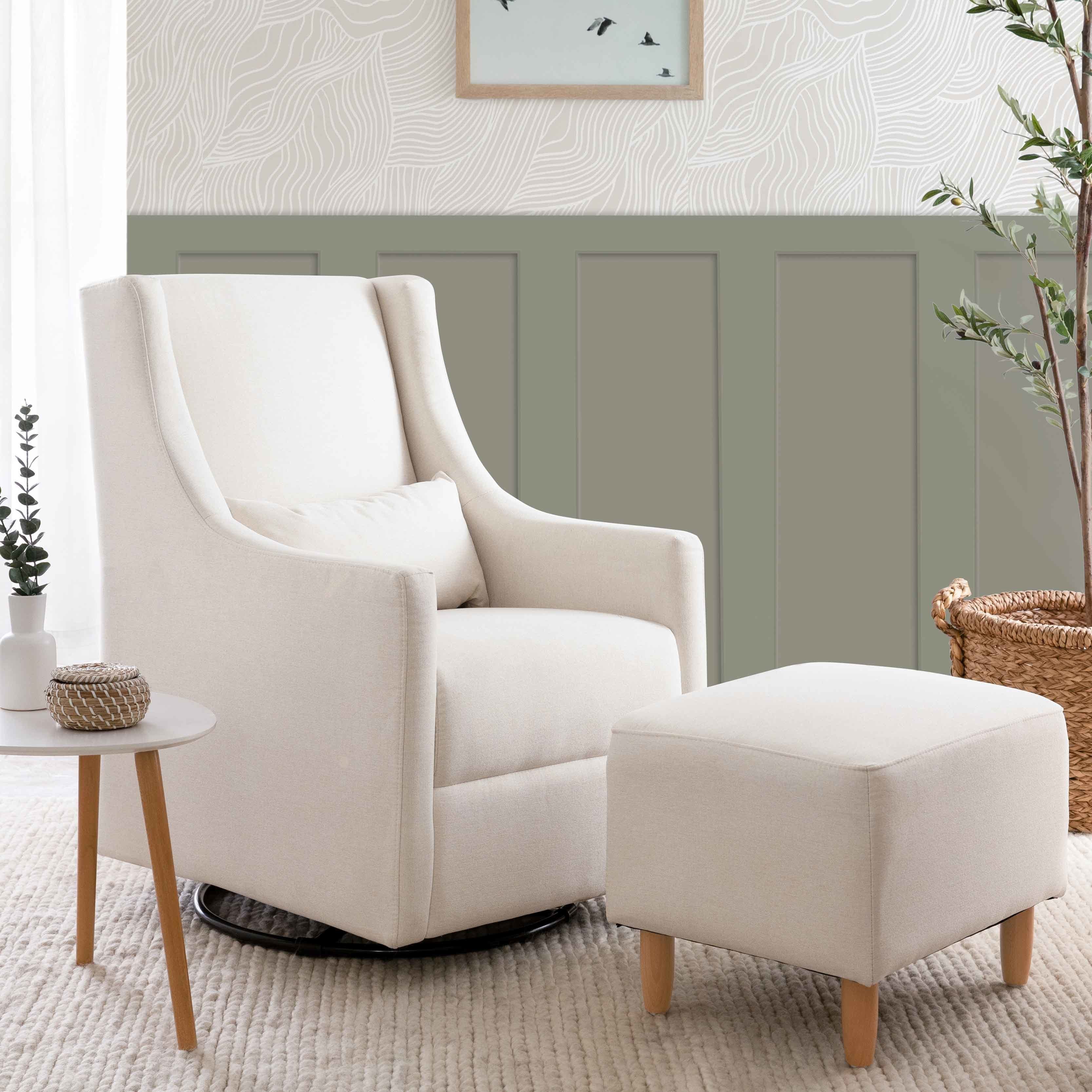 Babyletto Toco Swivel Glider and Ottoman in Eco-Performance Fabric | Water Repellent & Stain Resistant | Lullabye Shop