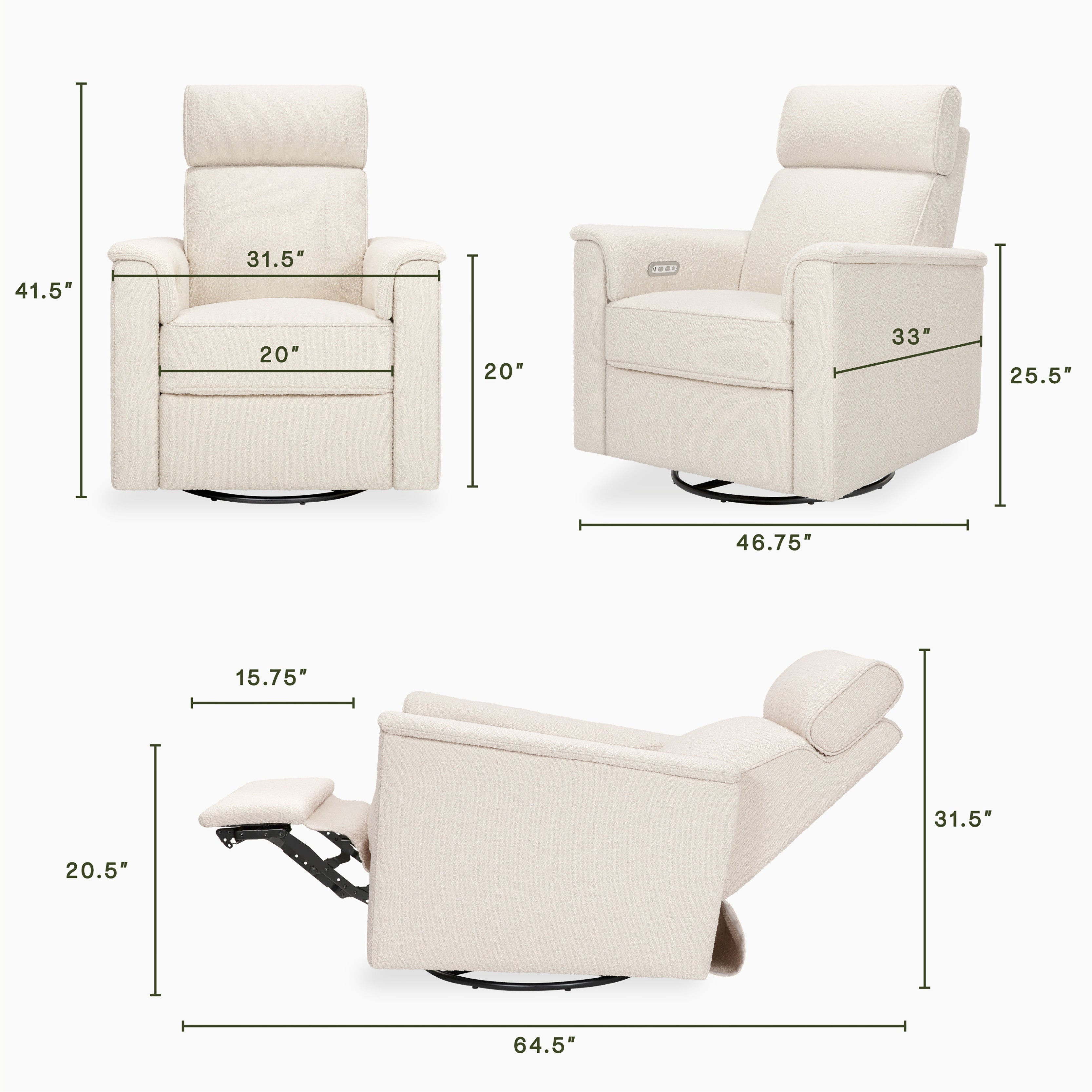 Monogram by Namesake Willa Plus Power Glider Recliner + Power Headrest | Lullabye Shop