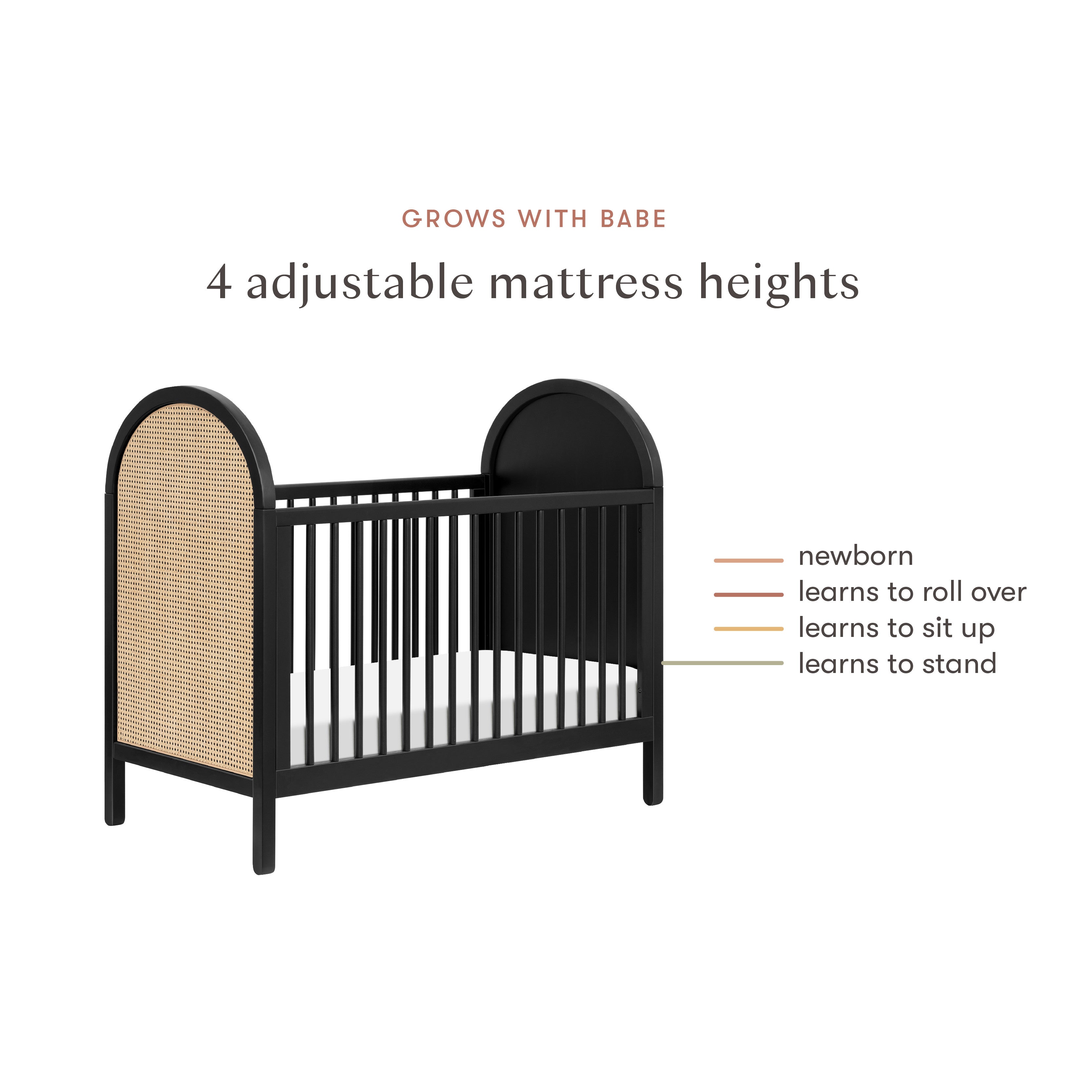 Babyletto Bondi Cane 3-in-1 Convertible Crib with Toddler Bed Conversion Kit | Lullabye Shop