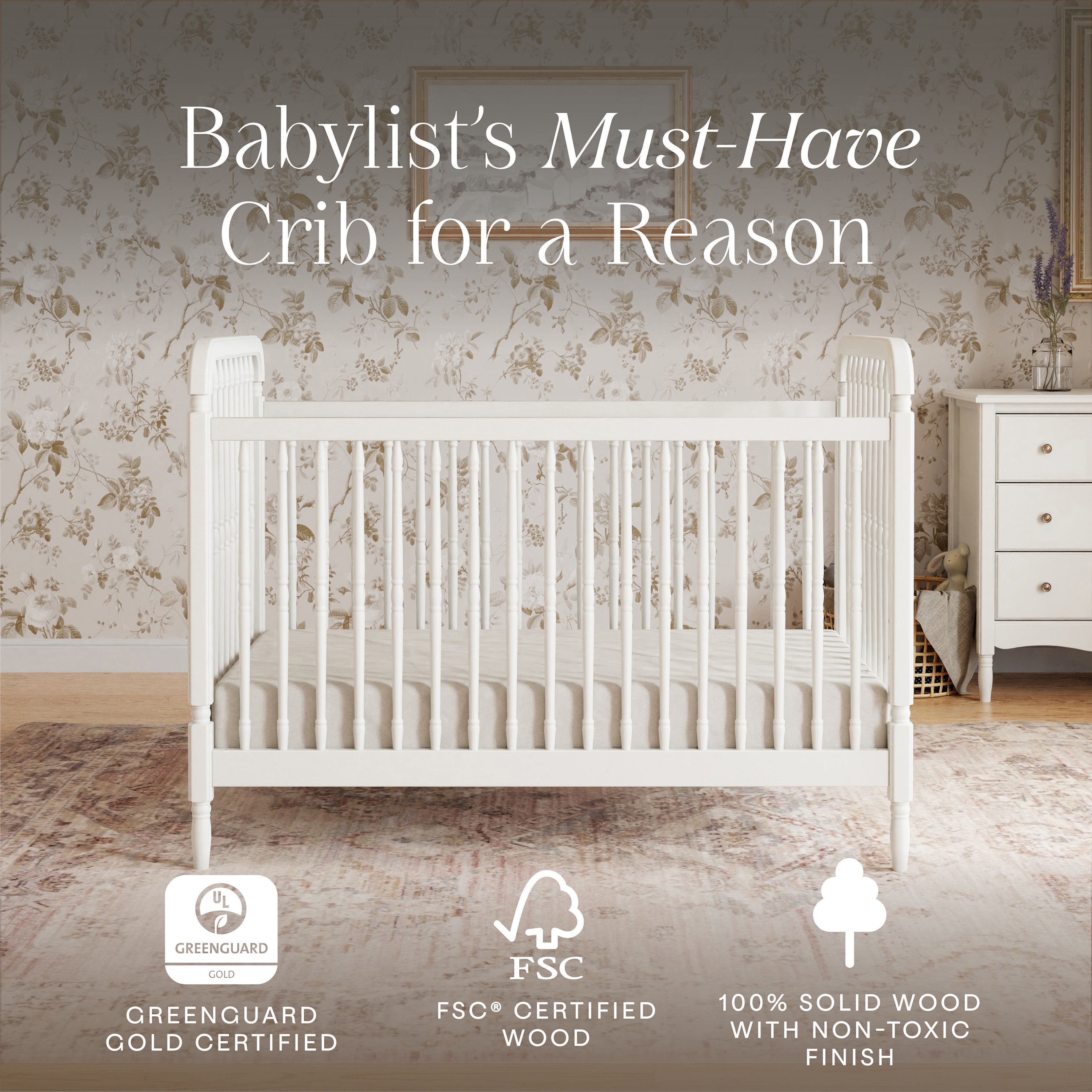 Namesake Liberty 3-in-1 Convertible Spindle Crib with Toddler Bed Conversion Kit | Lullabye Shop