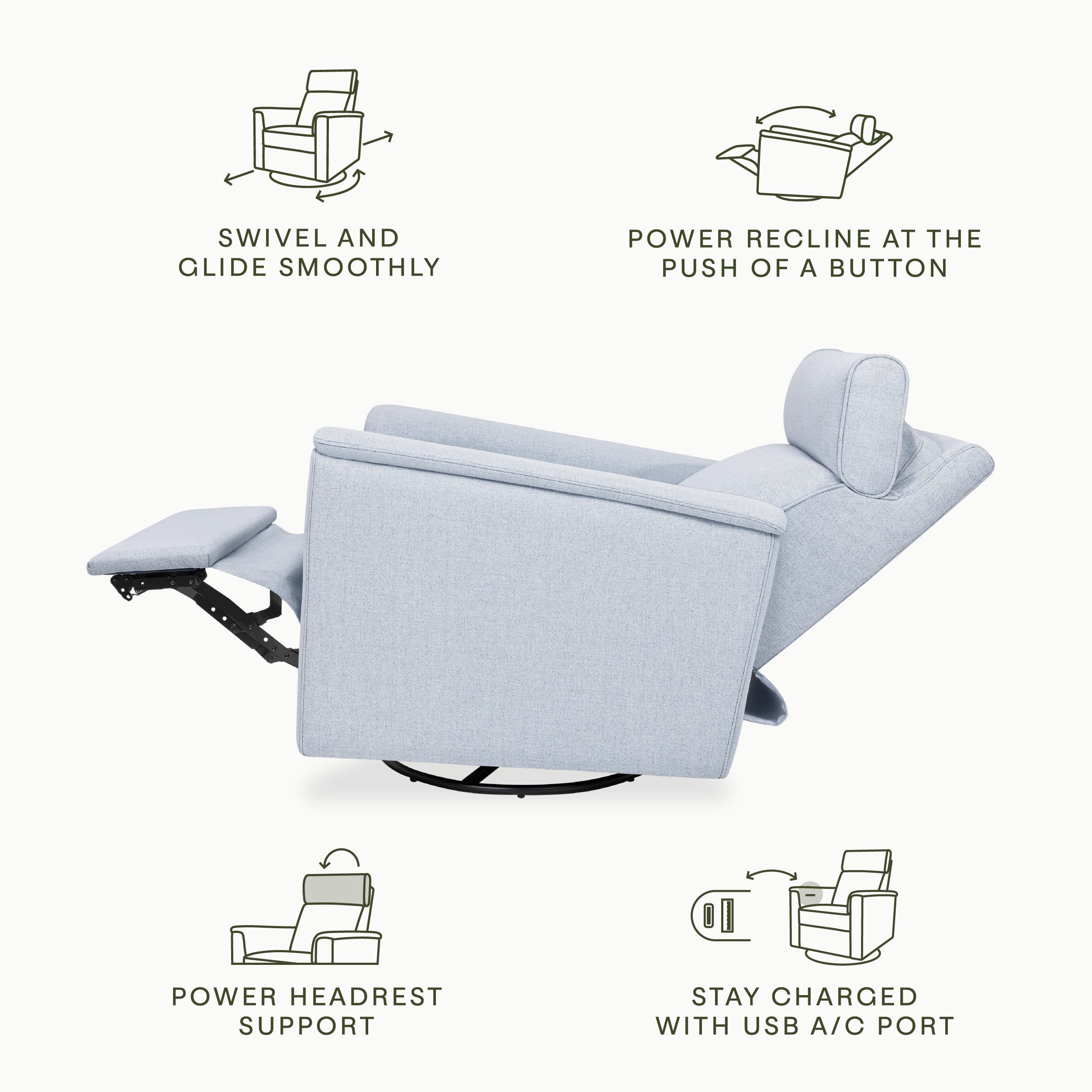 Monogram by Namesake Willa Plus Power Glider Recliner + Power Headrest | Lullabye Shop