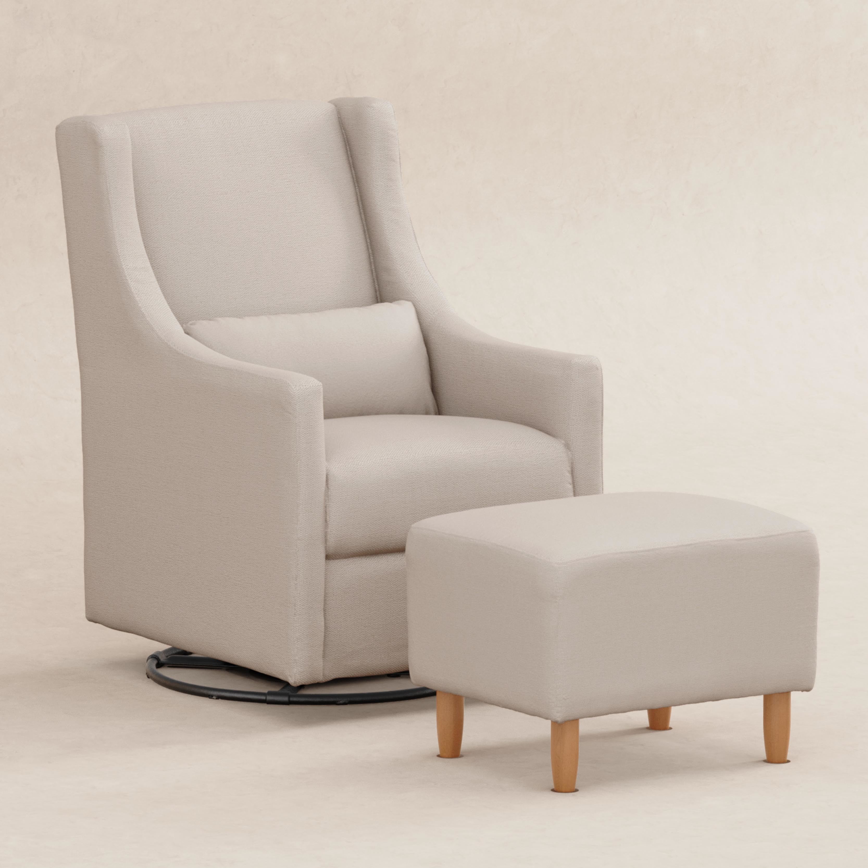 Babyletto Toco Swivel Glider and Ottoman in Eco-Performance Fabric | Water Repellent & Stain Resistant | Lullabye Shop