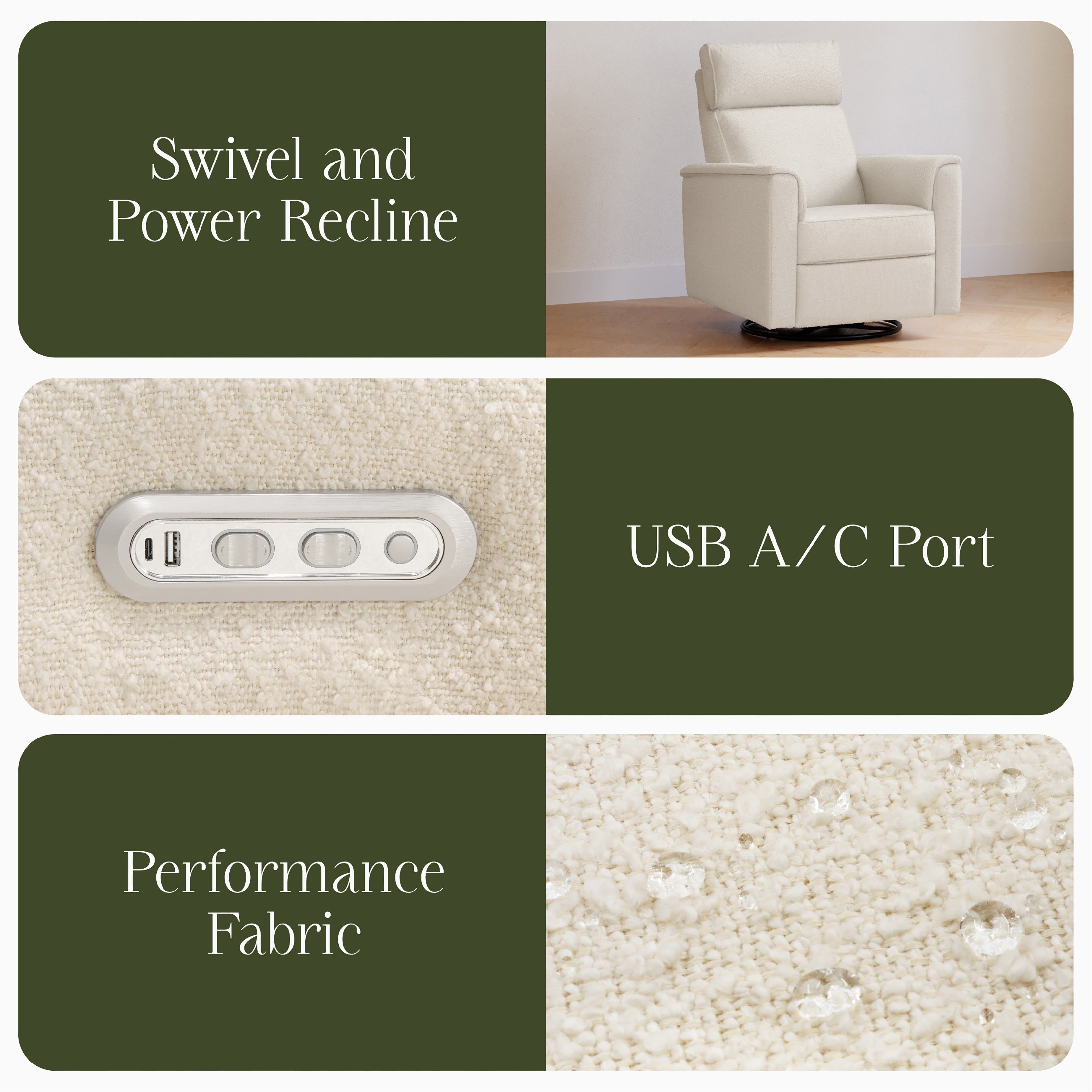 Monogram by Namesake Willa Plus Power Glider Recliner + Power Headrest | Lullabye Shop