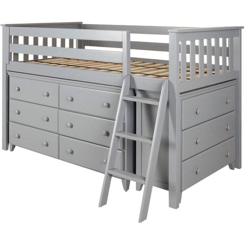 Jackpot Deluxe Windsor Twin Storage Loft Bed with Two Dressers