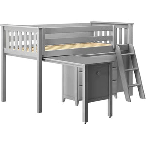 Jackpot Deluxe Windsor Twin-Size Storage Loft Bed with Two Dressers + Desk