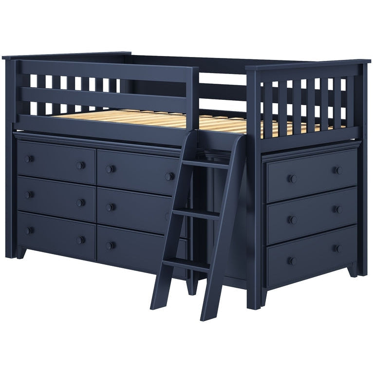 Jackpot Deluxe Windsor Twin Storage Loft Bed with Two Dressers