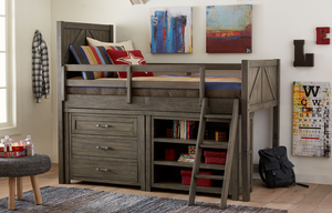 LC Kids Bunkhouse MID LOFT BED, TWIN 3/3 W/ COMPONENTS