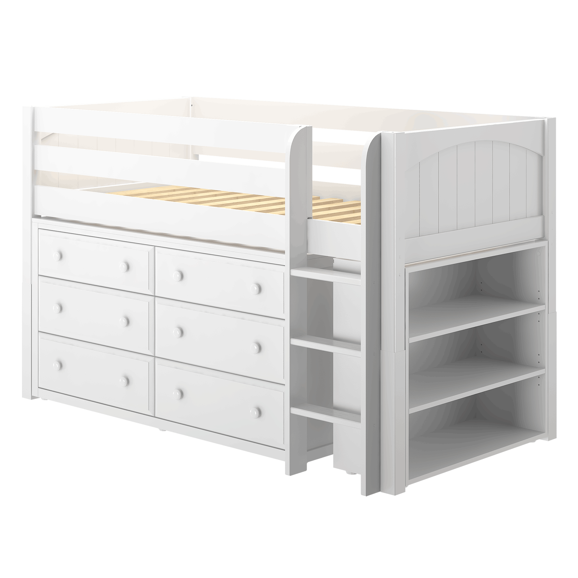 Maxtrix Twin Low Loft Bed with Straight Ladder + Storage