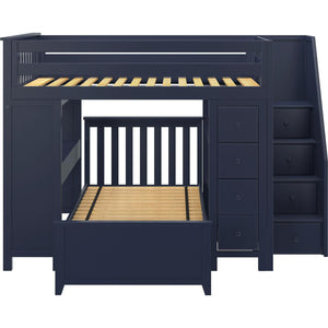 Jackpot Deluxe Buxton Full over Twin L-Shape Bunk with Staircase + Desk + Storage
